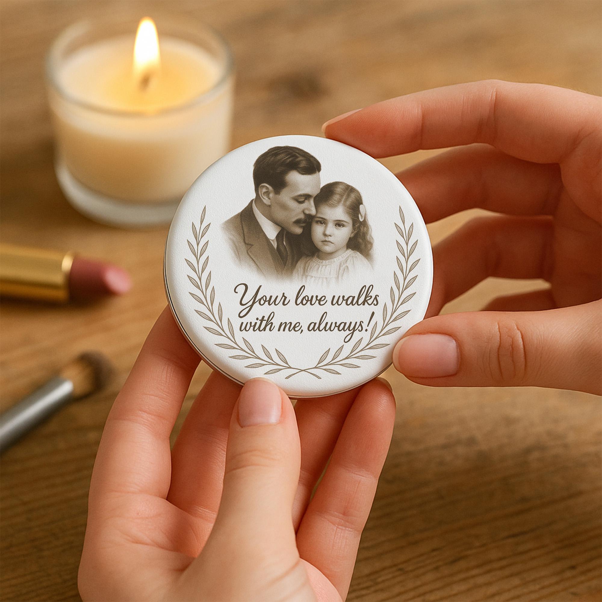 Memorial Photo Compact Mirror – Personalized Keepsake Gifts – Custom Quote Keepsake for Daughter or Bride