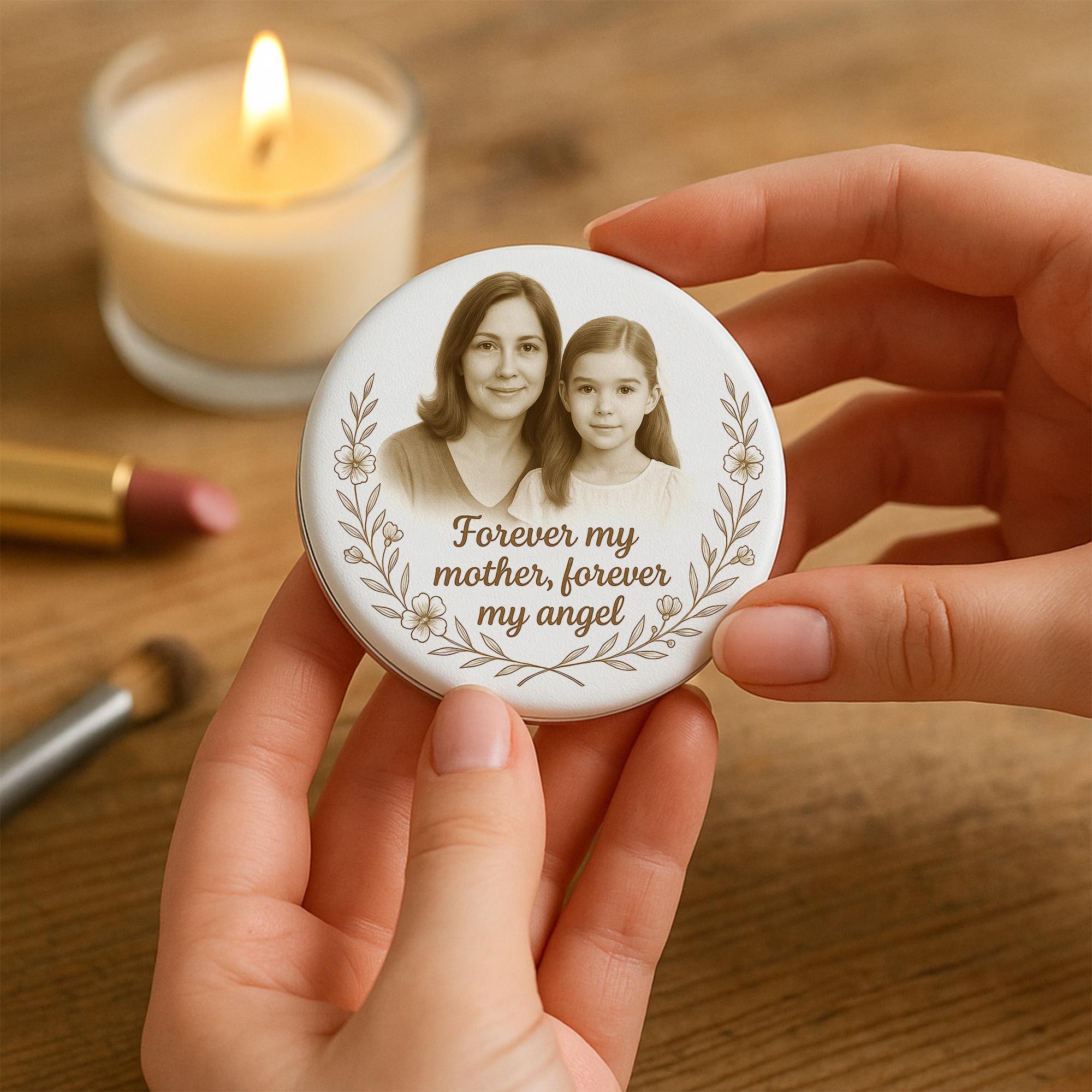 Memorial Photo Compact Mirror – Personalized Keepsake Gifts – Custom Quote Keepsake for Daughter or Bride