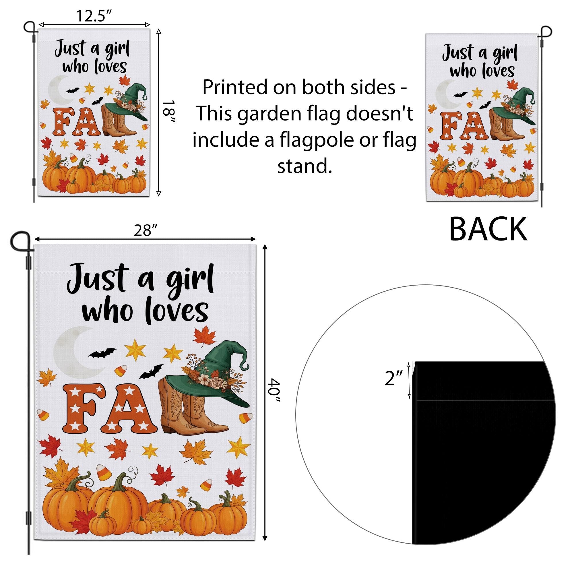 Just a Girl Who Loves Fall Garden Flag – Pumpkin Cozy Autumn Décor, Witch Hat & Boots Yard Banner