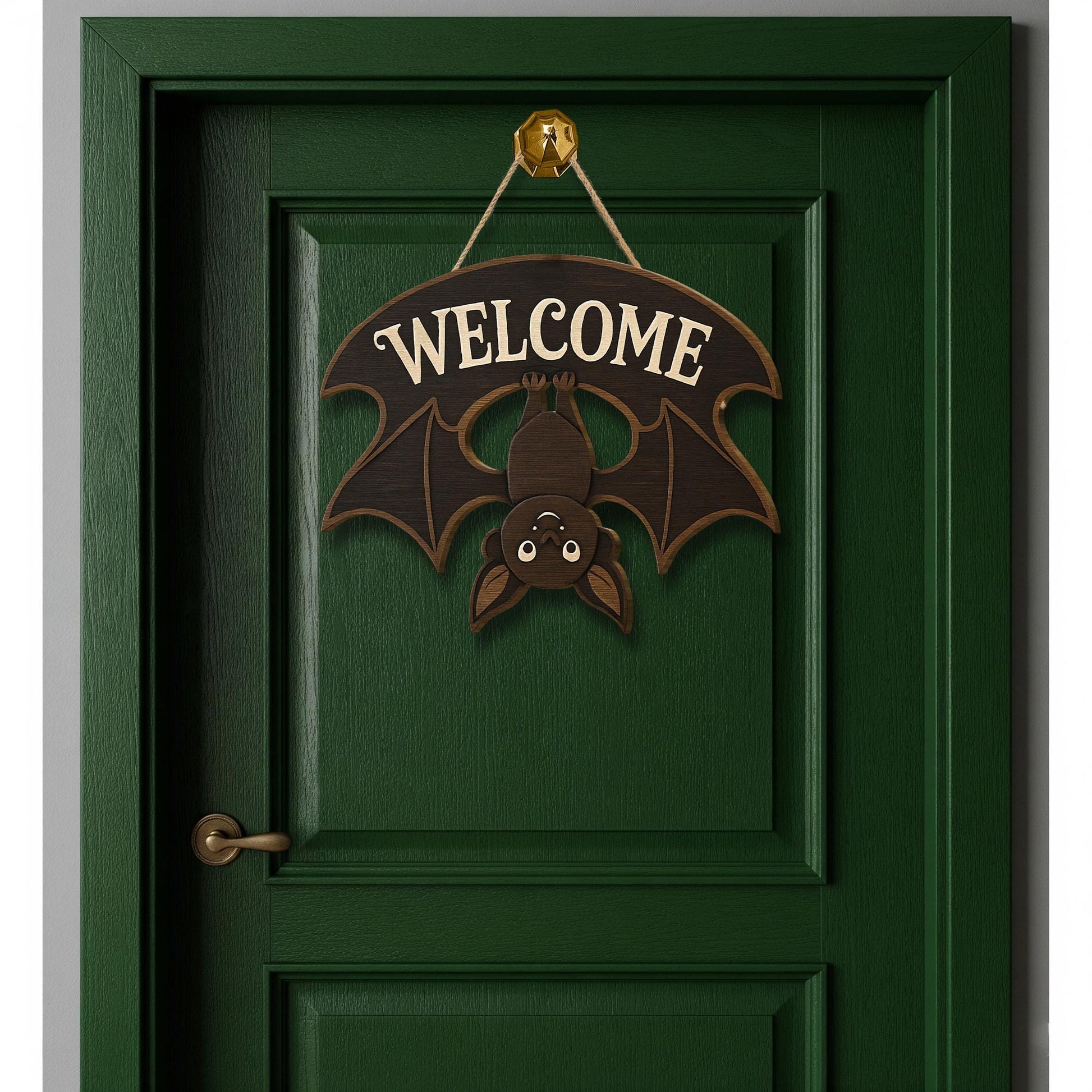 Cute Bat Welcome Sign, Wooden Halloween Door Hanger, Upside Down Bat Decor, Rustic Fall Porch Sign, Spooky Cute Wall Accent