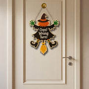 Oops Wrong Turn Witch Sign, Funny Halloween Wooden Door Hanger, Flying Witch Crash Decor, Spooky Fall Wall Decoration