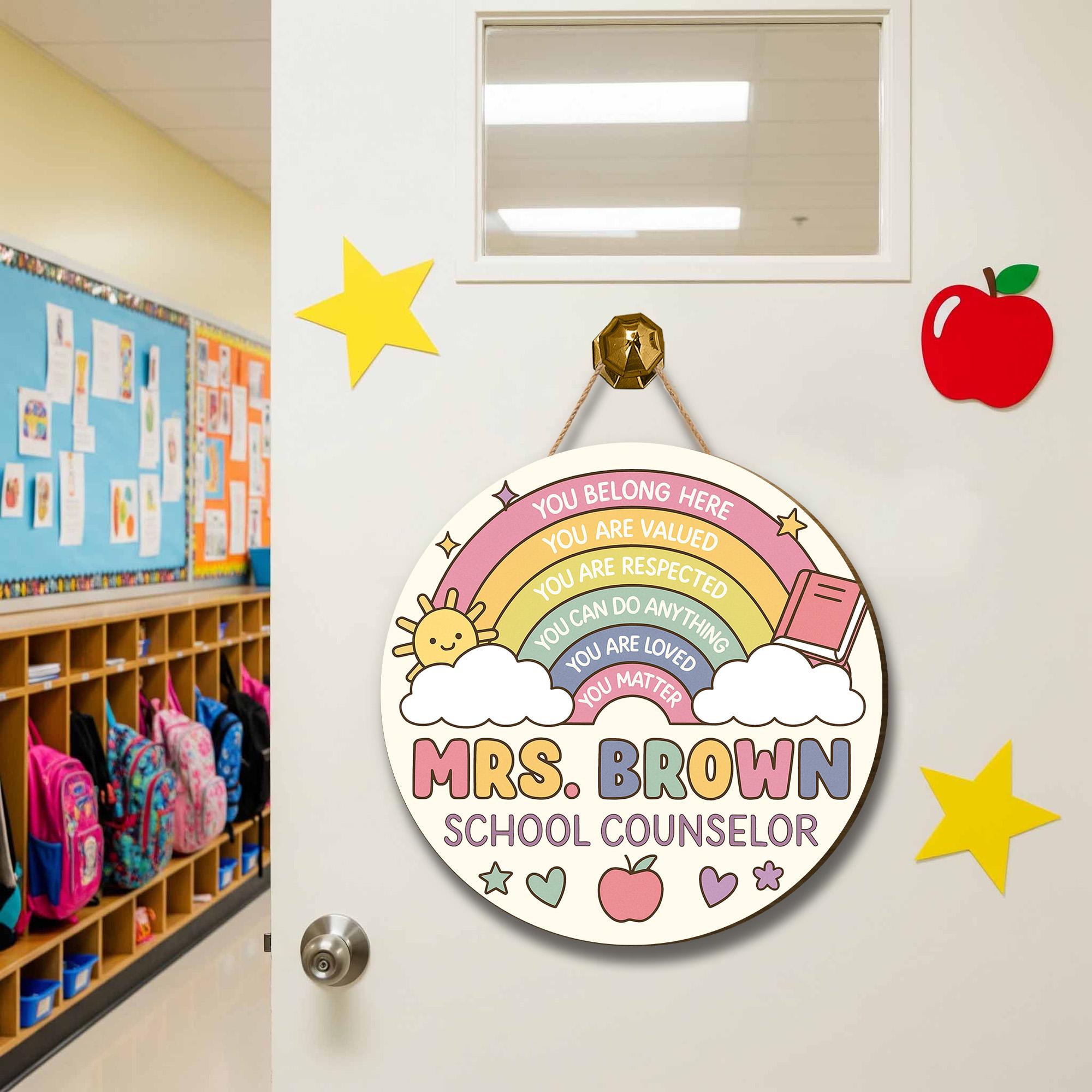 Personalized School Counselor Door Sign, Rainbow You Matter Welcome Sign, Custom Teacher Office Decor, Mental Health Wall Hanging