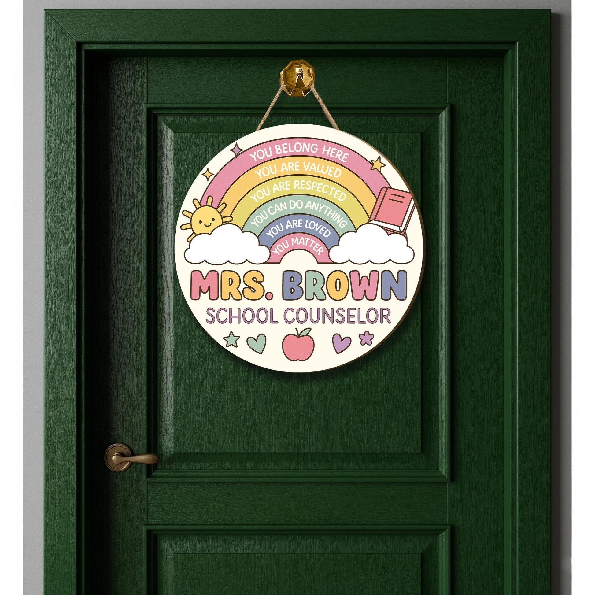 Personalized School Counselor Door Sign, Rainbow You Matter Welcome Sign, Custom Teacher Office Decor, Mental Health Wall Hanging
