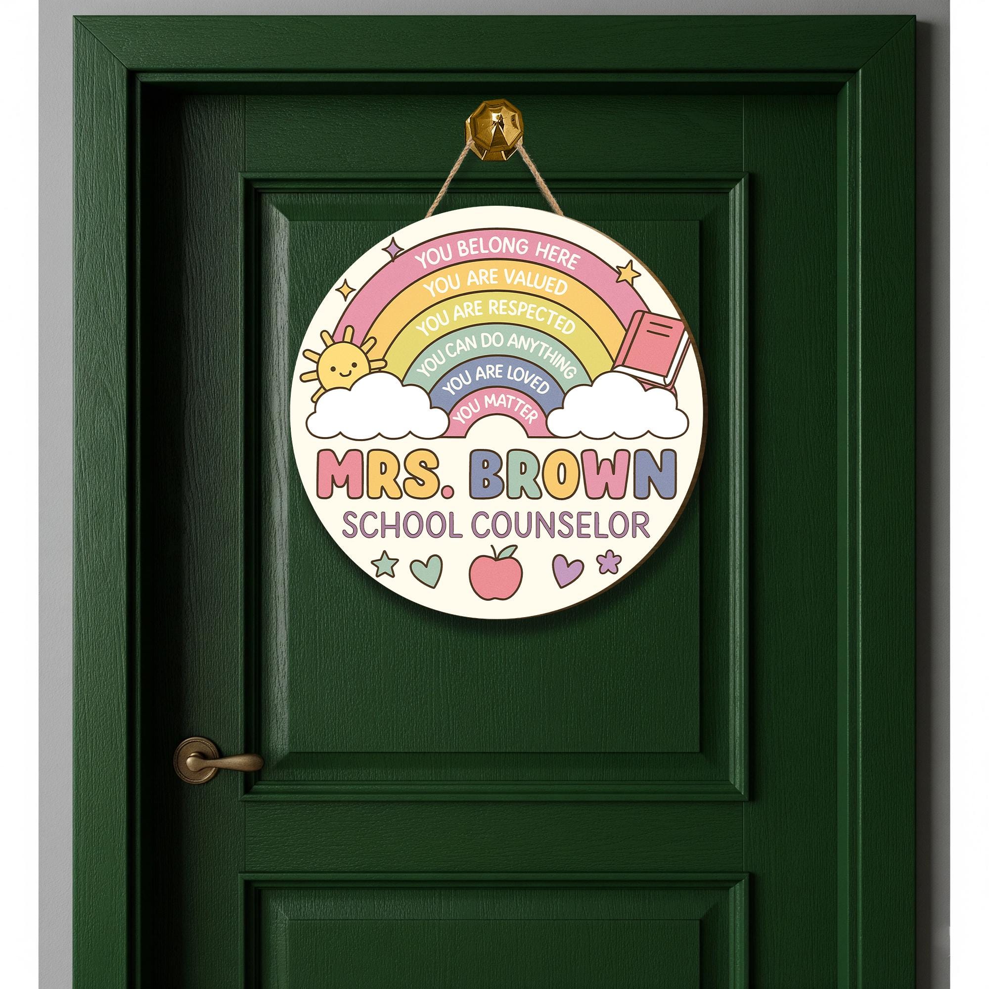Personalized School Counselor Door Sign, Rainbow You Matter Welcome Sign, Custom Teacher Office Decor, Mental Health Wall Hanging