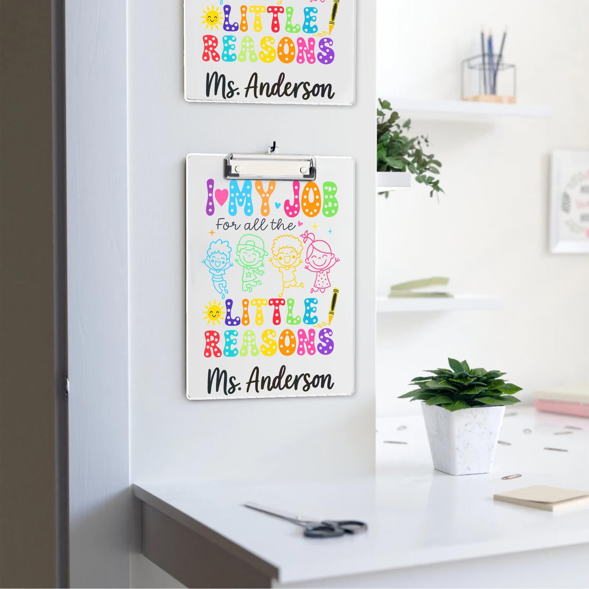 Custom Teacher Clipboard – I Love My Job for All the Little Reasons, Personalized Gift for Preschool, Kindergarten & Elementary