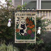 Halloween Garden Flag, Boo-tiful Day Ghost Cat Banner, Cute Spooky Outdoor Decor, Fall Yard Flag with Pumpkins and Flowers