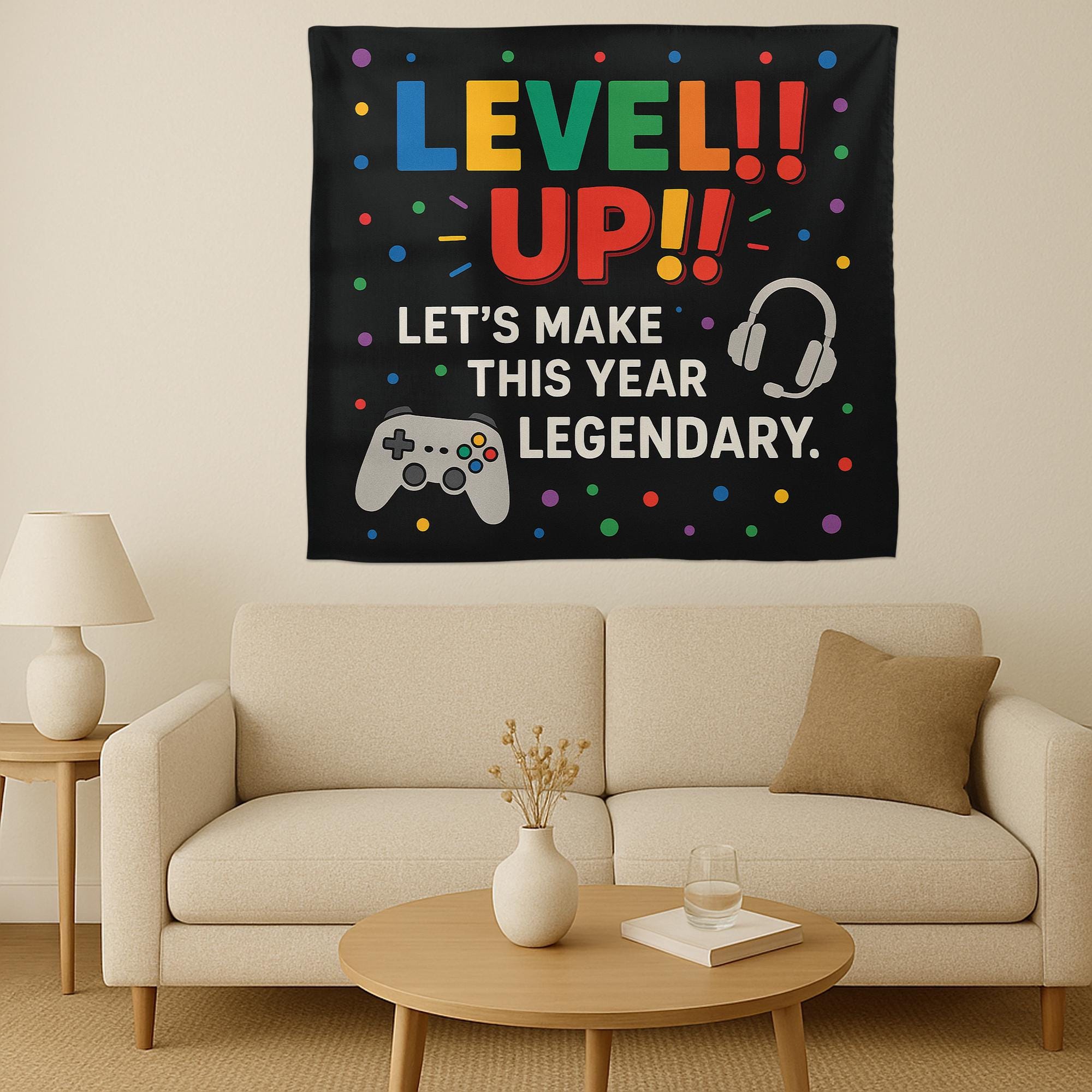 Level Up Classroom Tapestry, Gamer Theme Wall Decor for Teachers, Back to School Poster, Motivational Gaming Classroom Sign