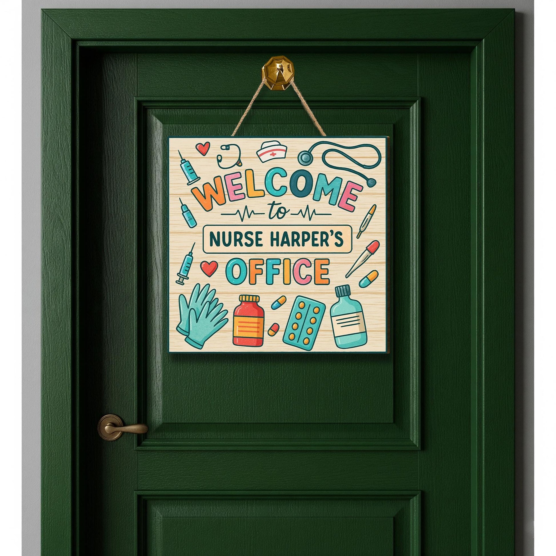 Personalized Nurse Office Sign, Custom Welcome Door Sign for School Nurse, Clinic, Medical Room Decor, Cute Healthcare Wall Art, Doctor Sign