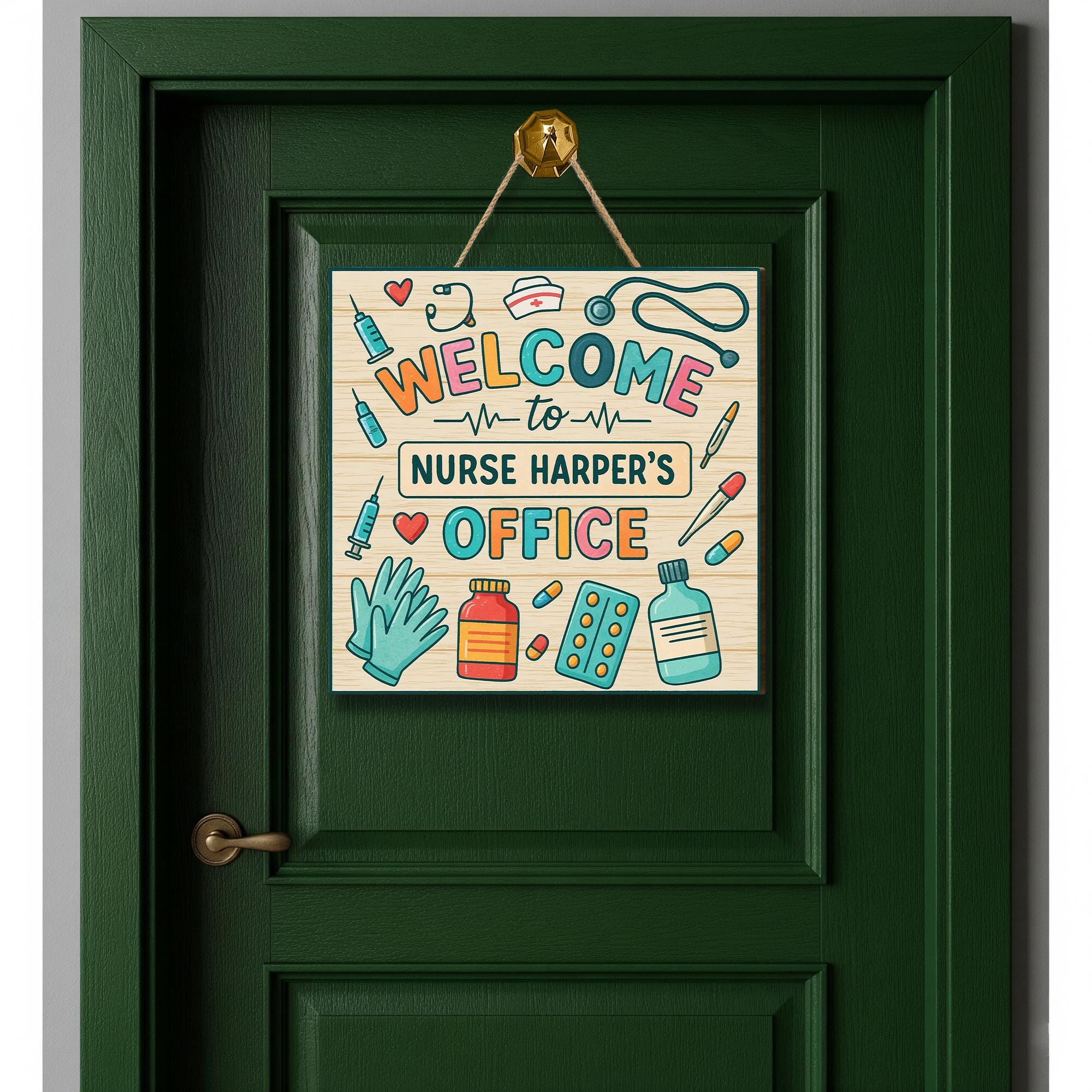 Personalized Nurse Office Sign, Custom Welcome Door Sign for School Nurse, Clinic, Medical Room Decor, Cute Healthcare Wall Art, Doctor Sign