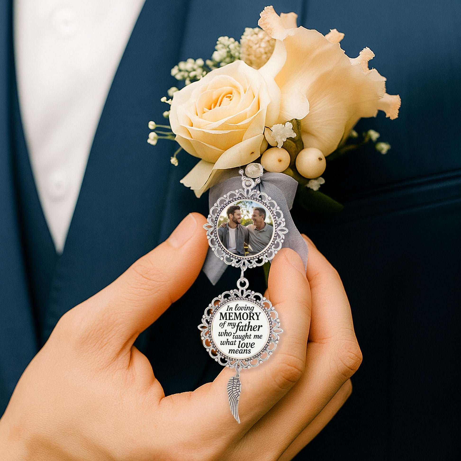 Personalized Memorial Charm – Custom Photo & Quote Keepsake - Bouquet Wedding Charm – Memory Charm for Bride, Groom, Gifts Idea