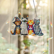 Halloween Cat Suncatcher, Stained Glass Style Spooky Cats, Witchy Window Hanging, Black Cat Wall Decor, Halloween Gift for Cat Lover