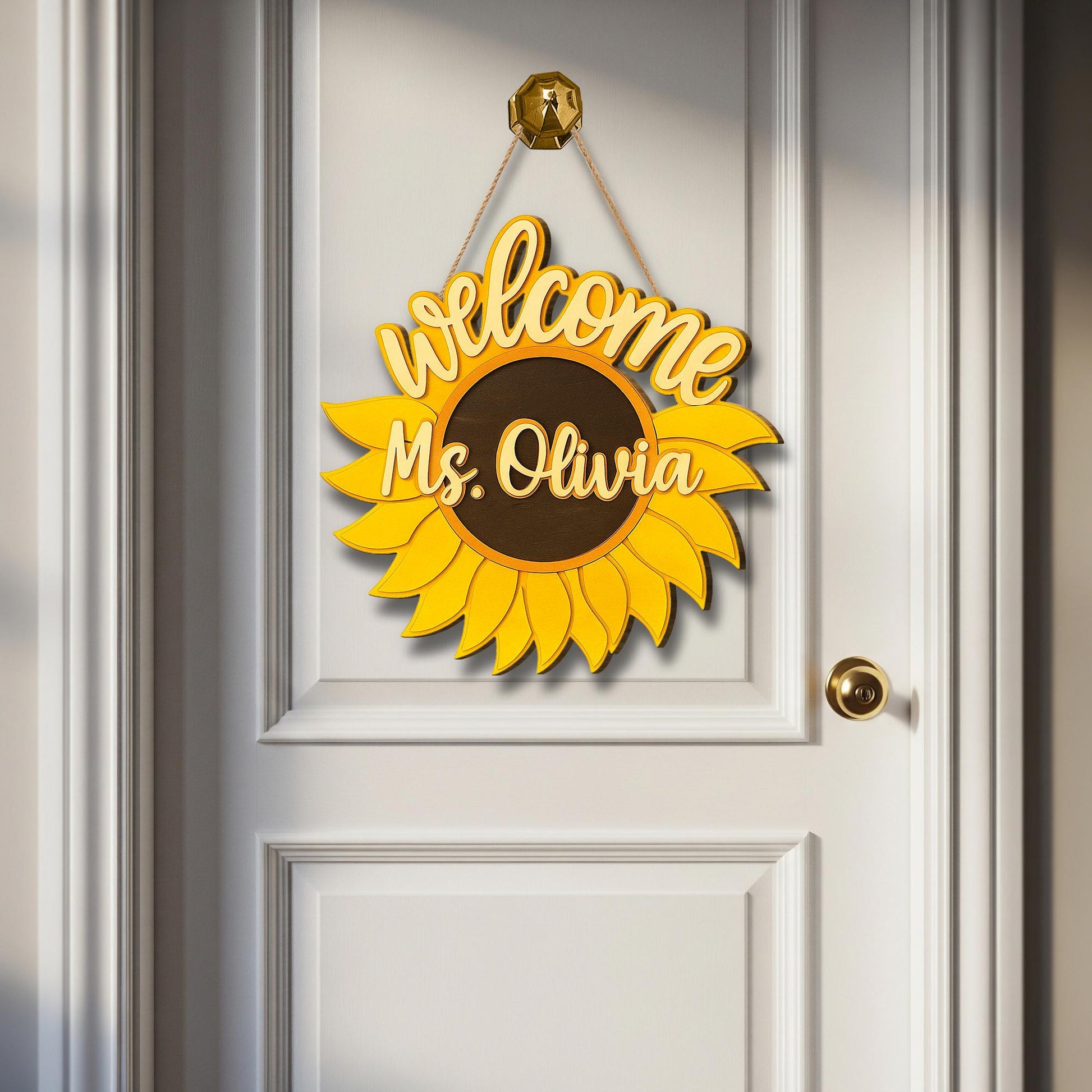 Sunflower Welcome Door Sign for Teacher – Custom Classroom Sign with Name, Teacher Welcome Classroom sign, Back to School Gift for Teacher