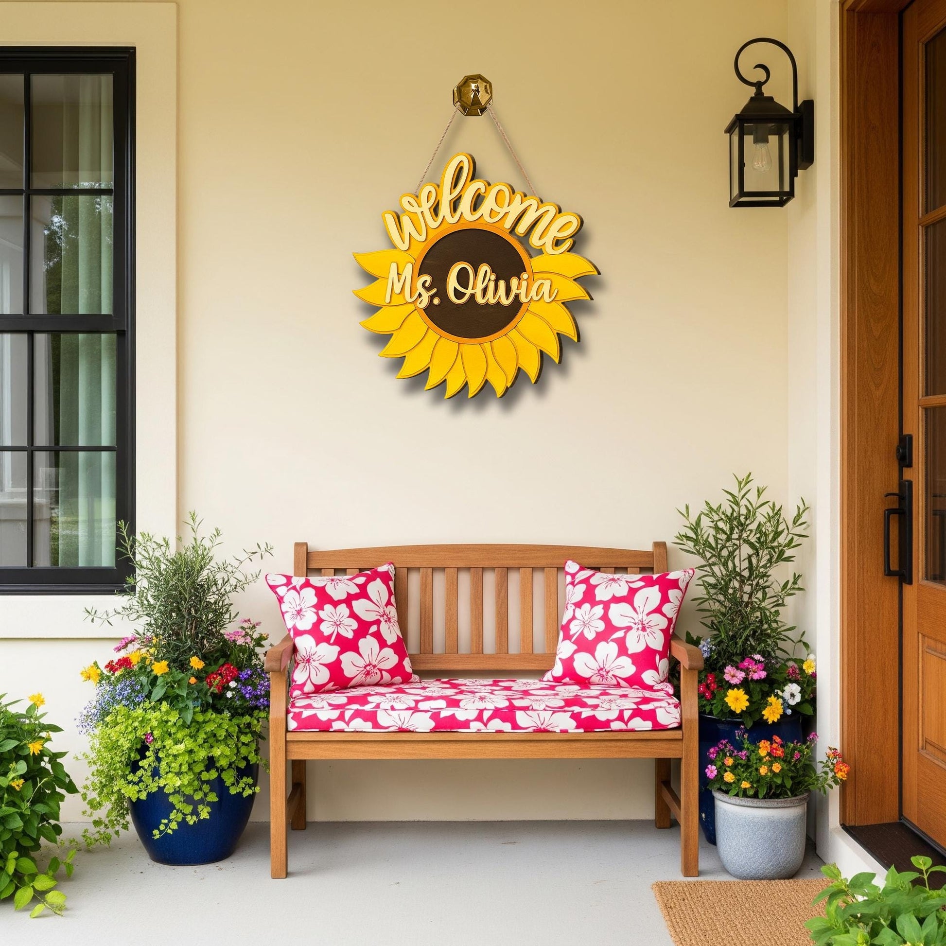 Sunflower Welcome Door Sign for Teacher – Custom Classroom Sign with Name, Teacher Welcome Classroom sign, Back to School Gift for Teacher