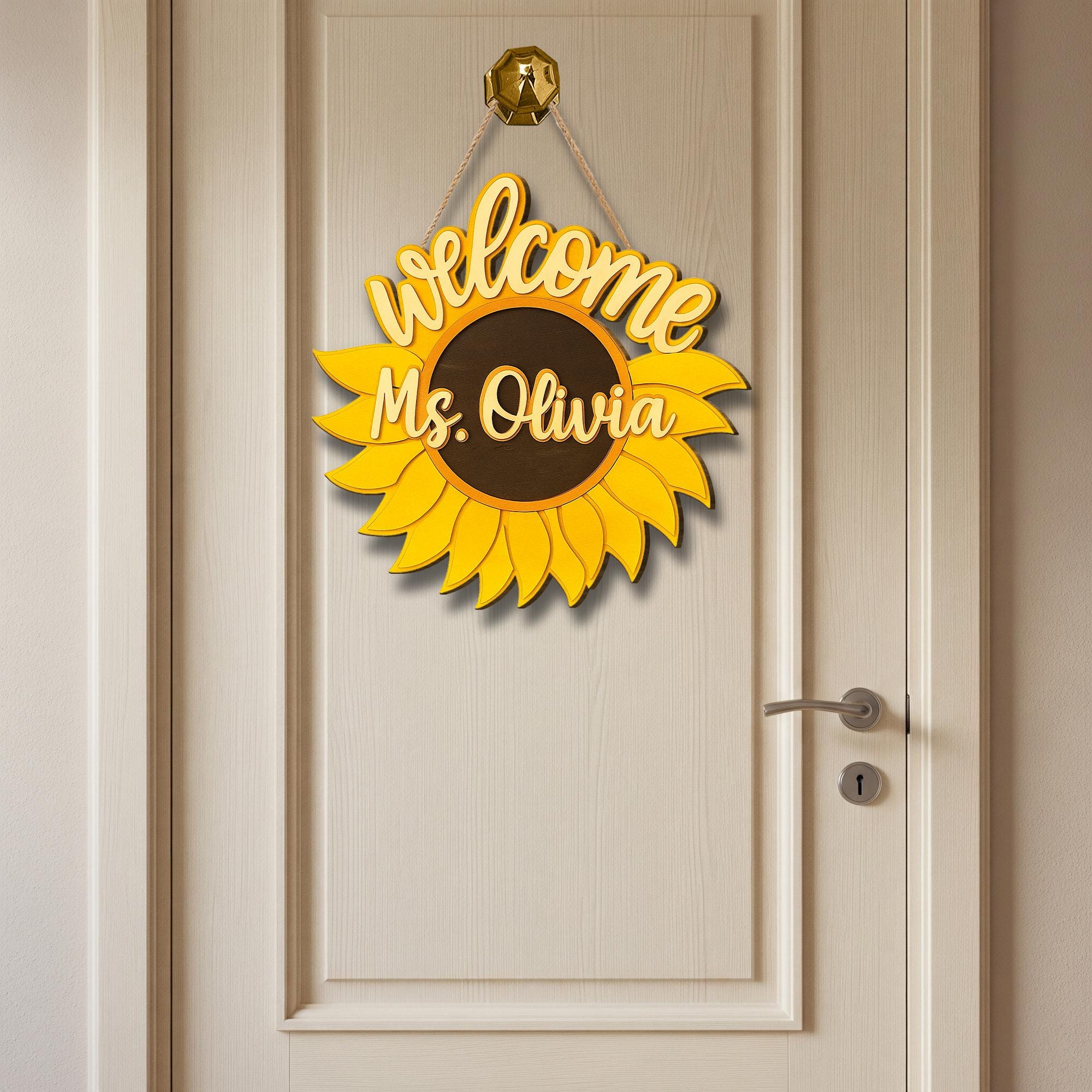 Sunflower Welcome Door Sign for Teacher – Custom Classroom Sign with Name, Teacher Welcome Classroom sign, Back to School Gift for Teacher
