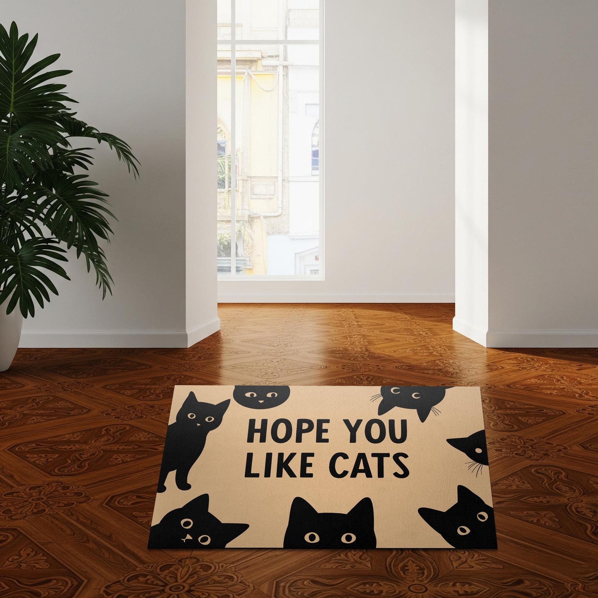 Funny Cat Doormat - Hope You Like Cats Welcome Mat, Cute Black Cat Outdoor Rug for Porch or Entryway, Cat Lover Housewarming Gift, Pet Lover