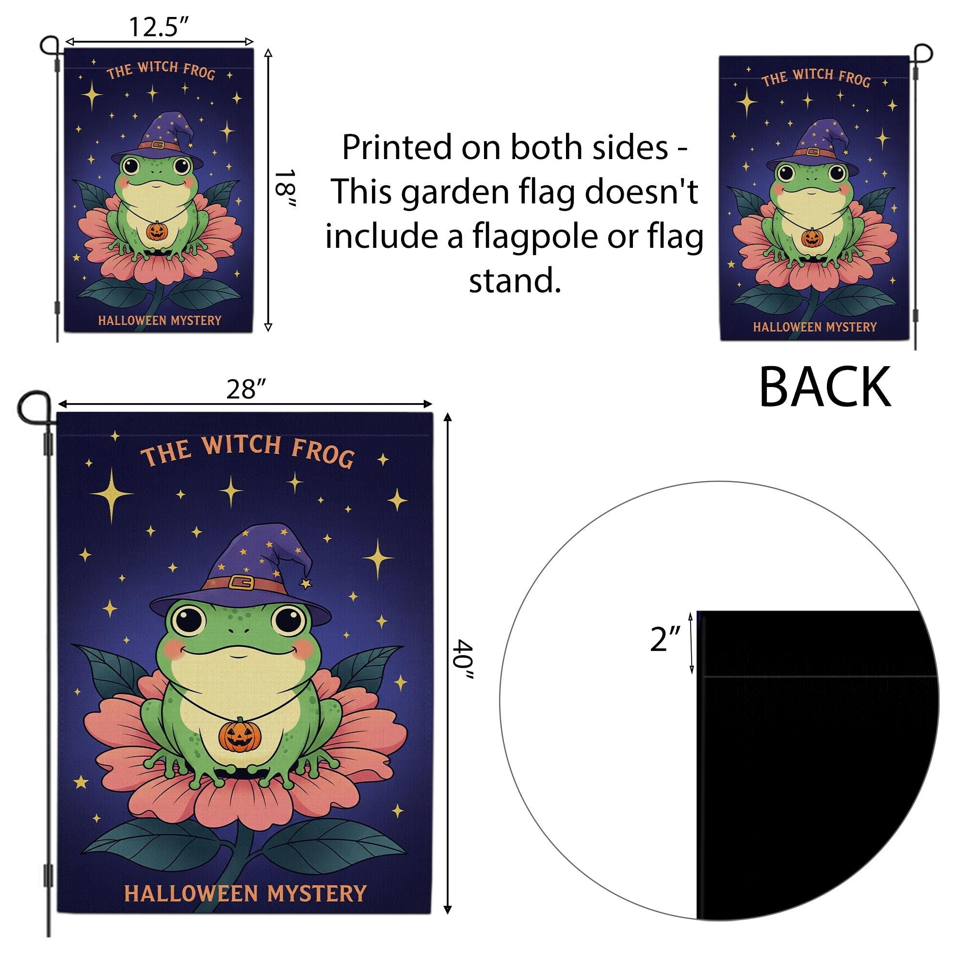 Witch Frog Halloween Garden Flag, Cute Cottagecore Yard Flag, Witchy Fall Lawn Decor, Spooky Outdoor Banner, Frog Lover Gift