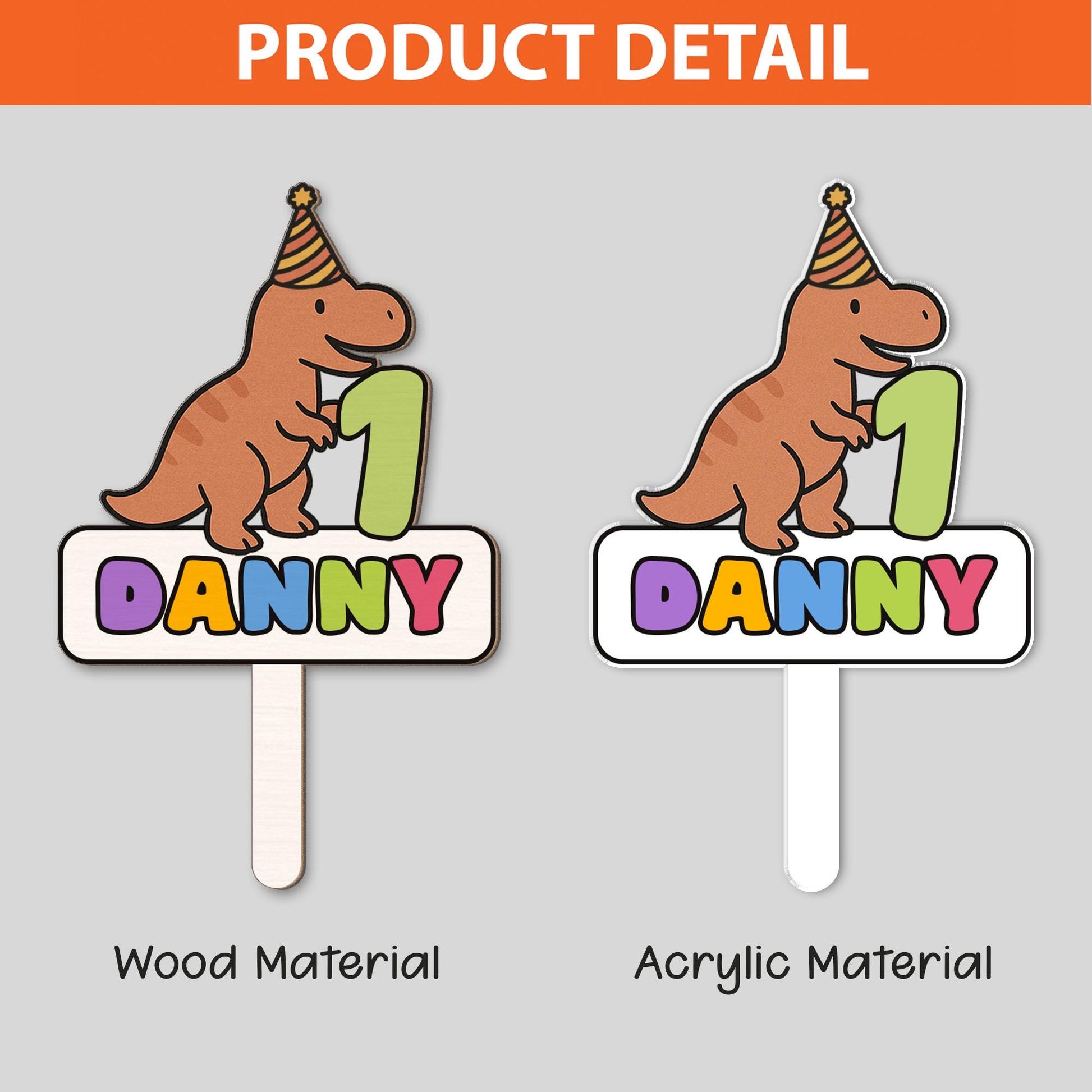 Personalized Dinosaur Cake Topper – Custom Name & Age Dinosaur Birthday Decor, Party Decoration for Kids
