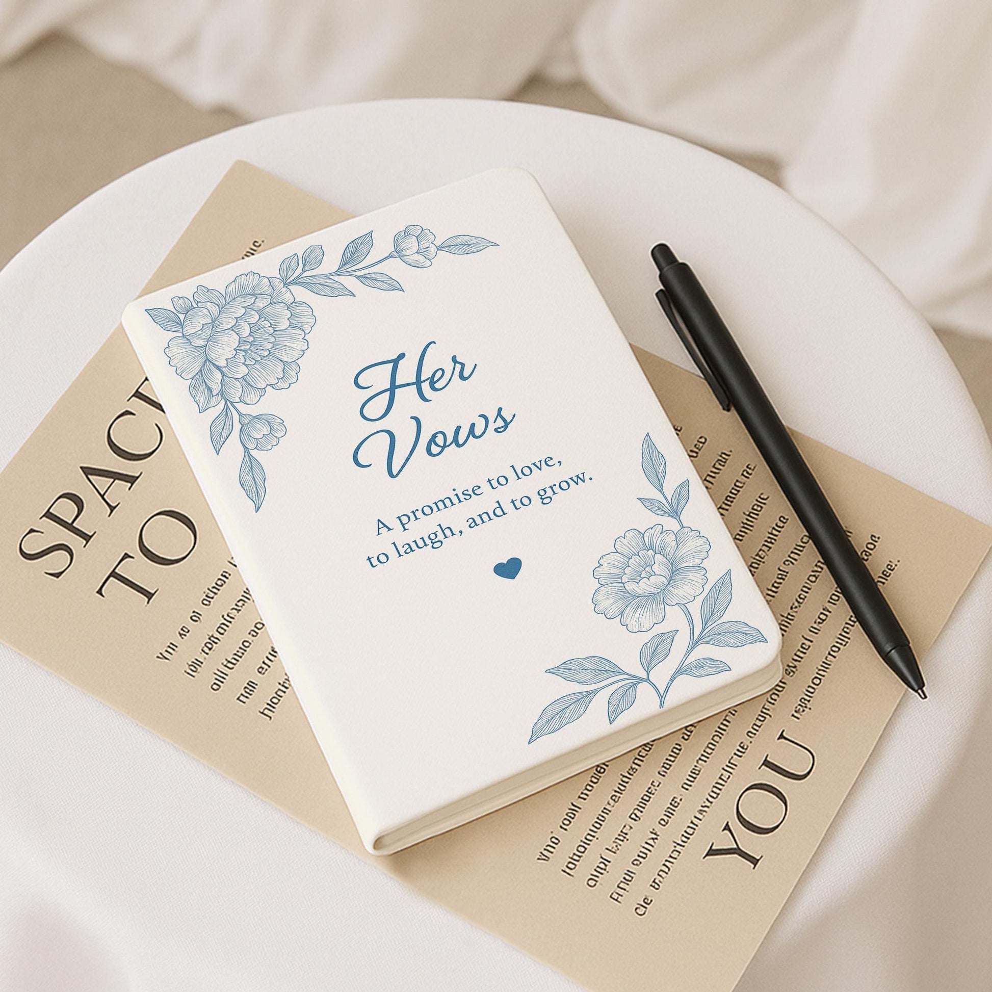 Custom Wedding Leather Vow Notebook + Acrylic Bookmark – Personalized Ceremony Journal Keepsake Gift