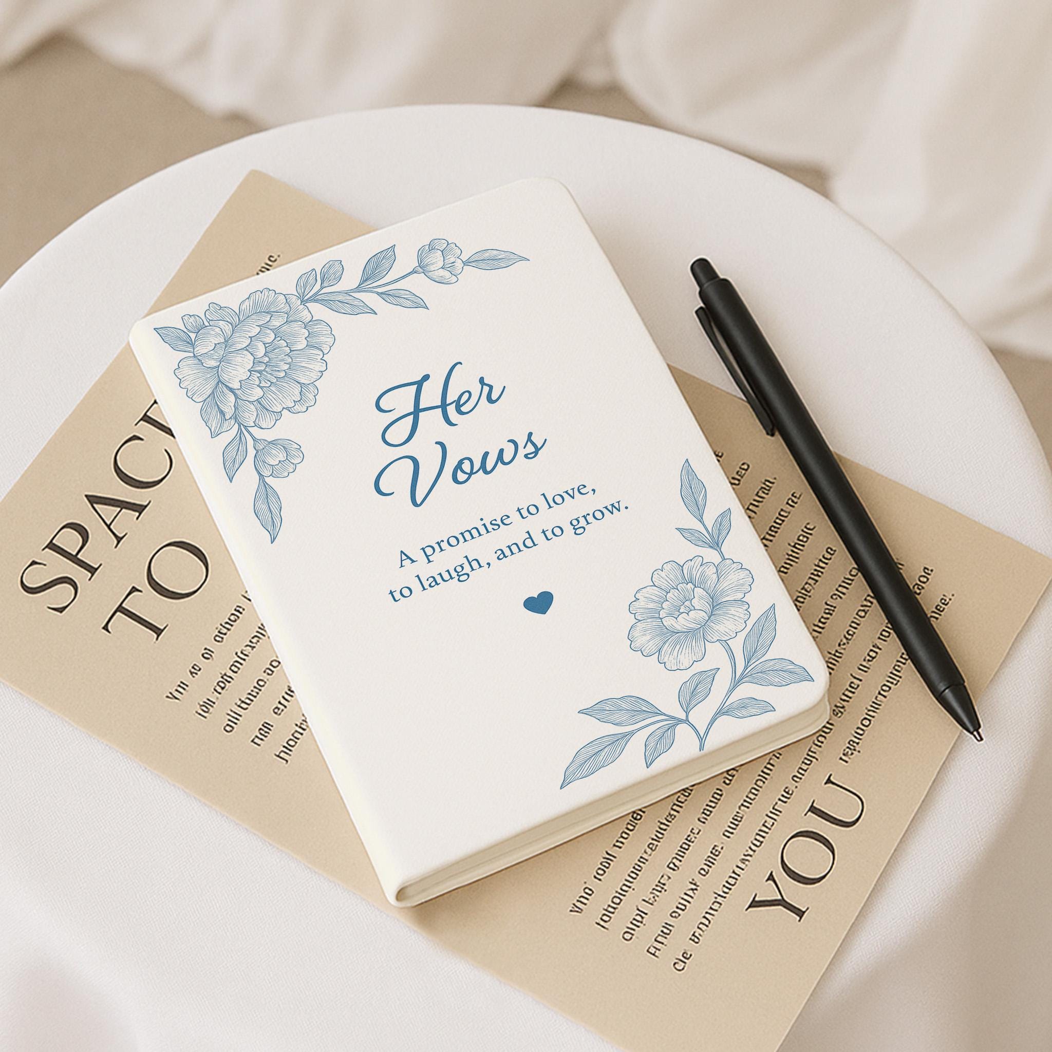Custom Wedding Leather Vow Notebook + Acrylic Bookmark – Personalized Ceremony Journal Keepsake Gift