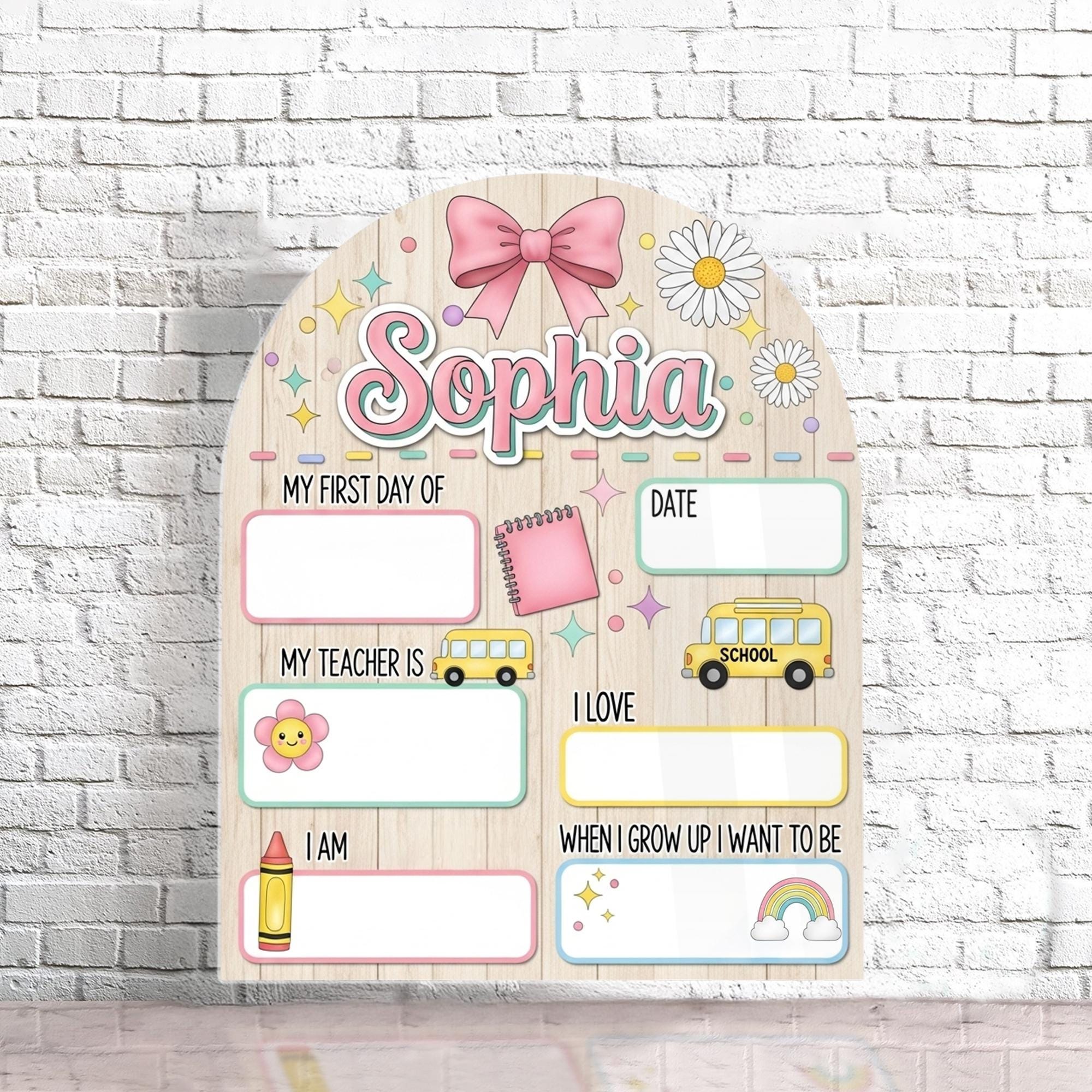 Custom First Day of School Sign, Personalized Name Milestone Board, Back to School Decor Flag