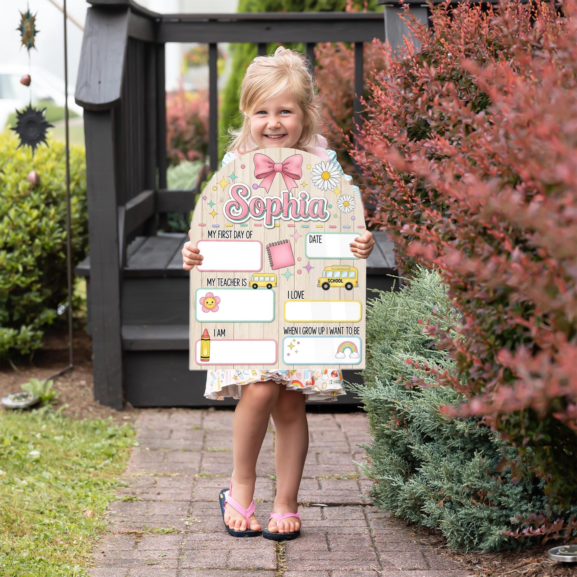 Custom First Day of School Sign, Personalized Name Milestone Board, Back to School Decor Flag