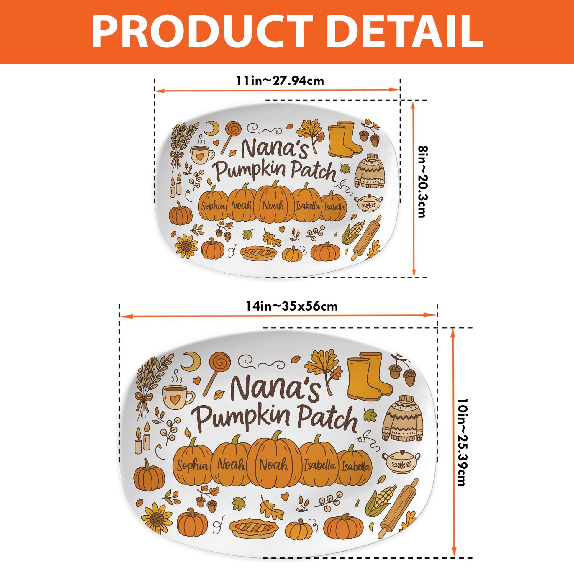 Custom Nana’s Pumpkin Patch Platter – Personalized Autumn Grandma Serving Tray – Fall Family Name Gift – Thanksgiving Kitchen DECOR only