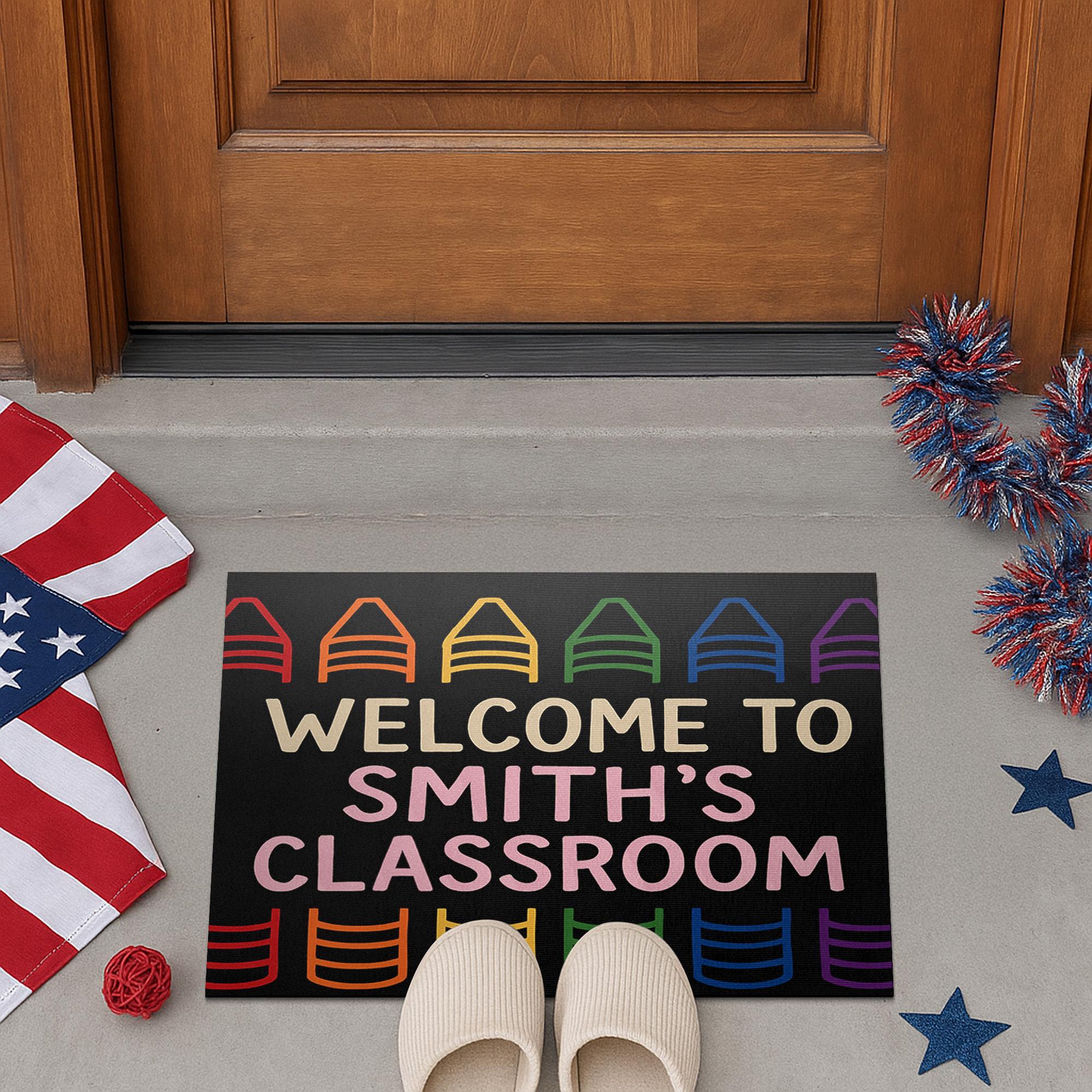 Welcome Doormat for Teacher Classroom, Personalized Teacher Rug, Rainbow Chair Mat, Custom School Door Mat, Teacher Gift