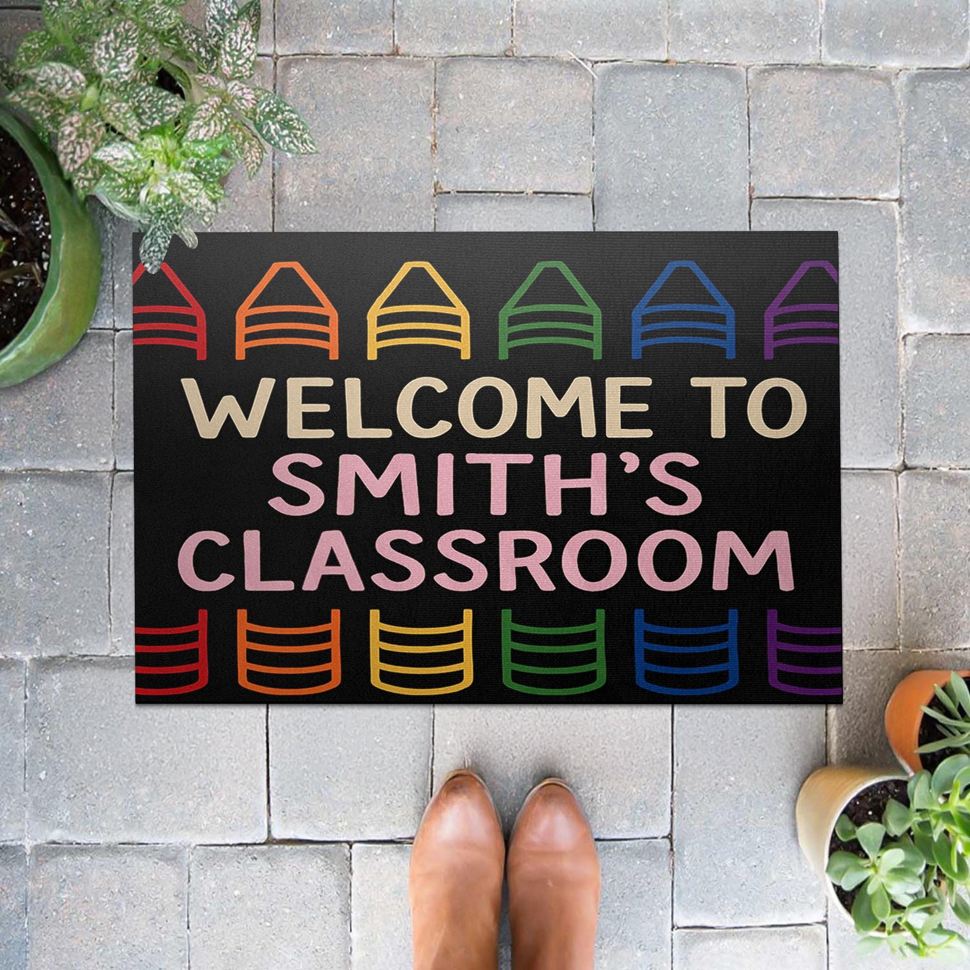 Welcome Doormat for Teacher Classroom, Personalized Teacher Rug, Rainbow Chair Mat, Custom School Door Mat, Teacher Gift