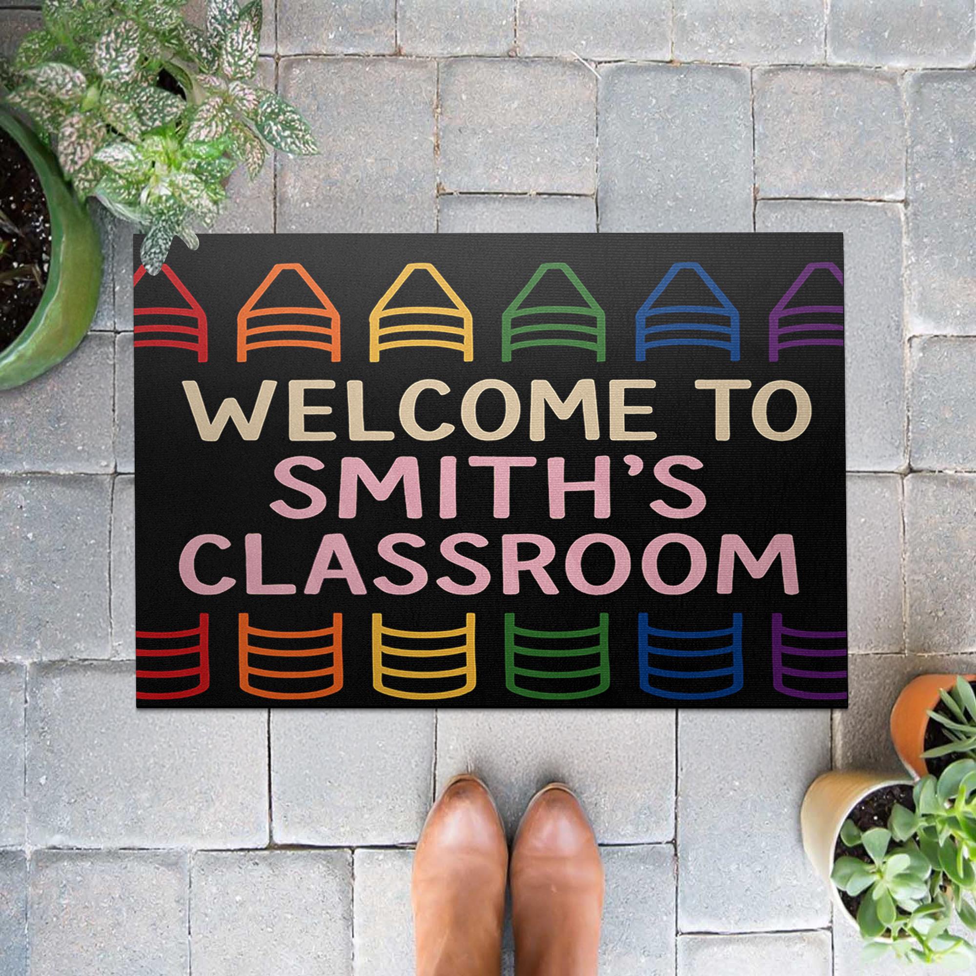 Welcome Doormat for Teacher Classroom, Personalized Teacher Rug, Rainbow Chair Mat, Custom School Door Mat, Teacher Gift