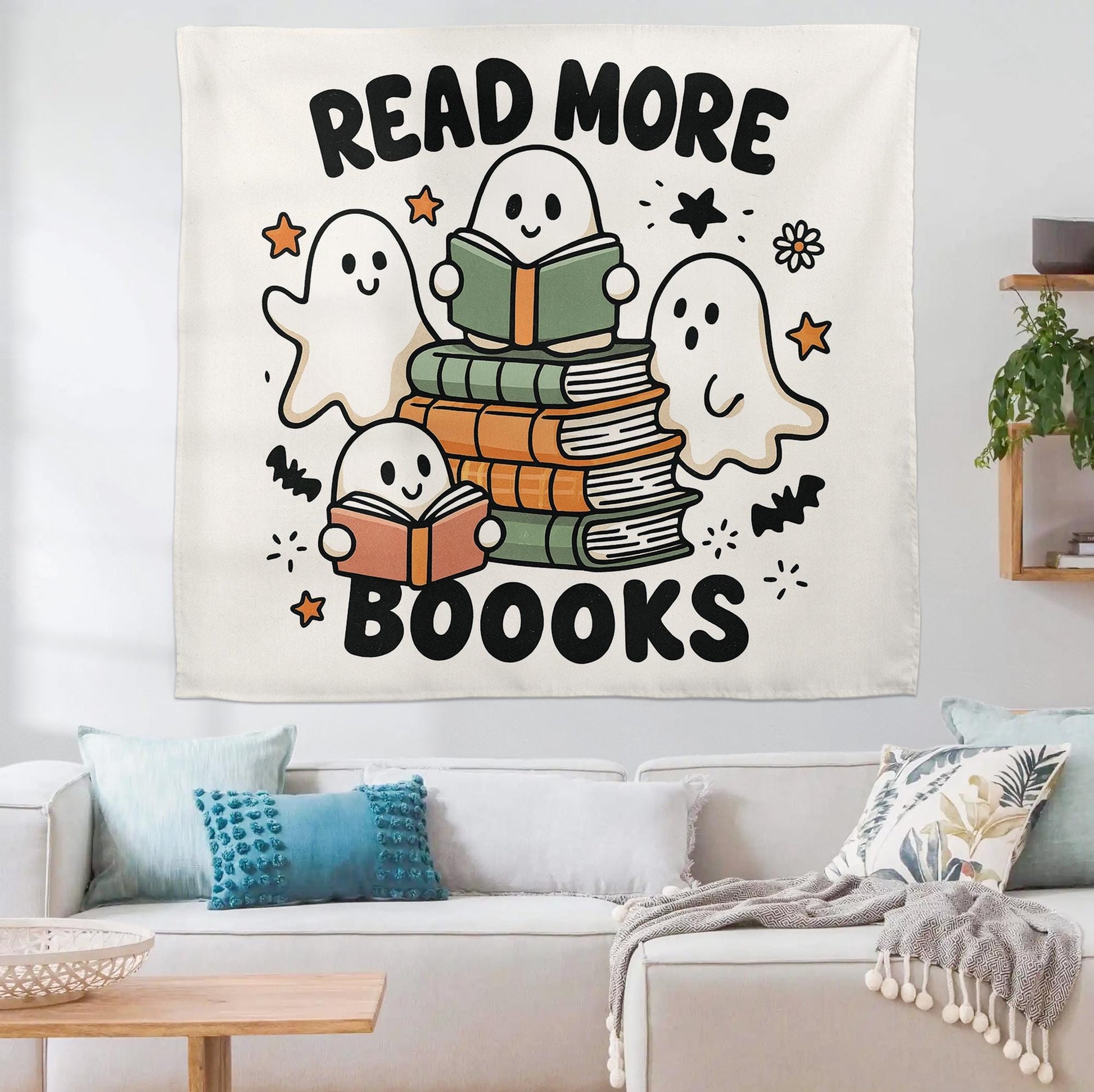 Read More Books Ghost Tapestry: Spooky Halloween Reading Decor