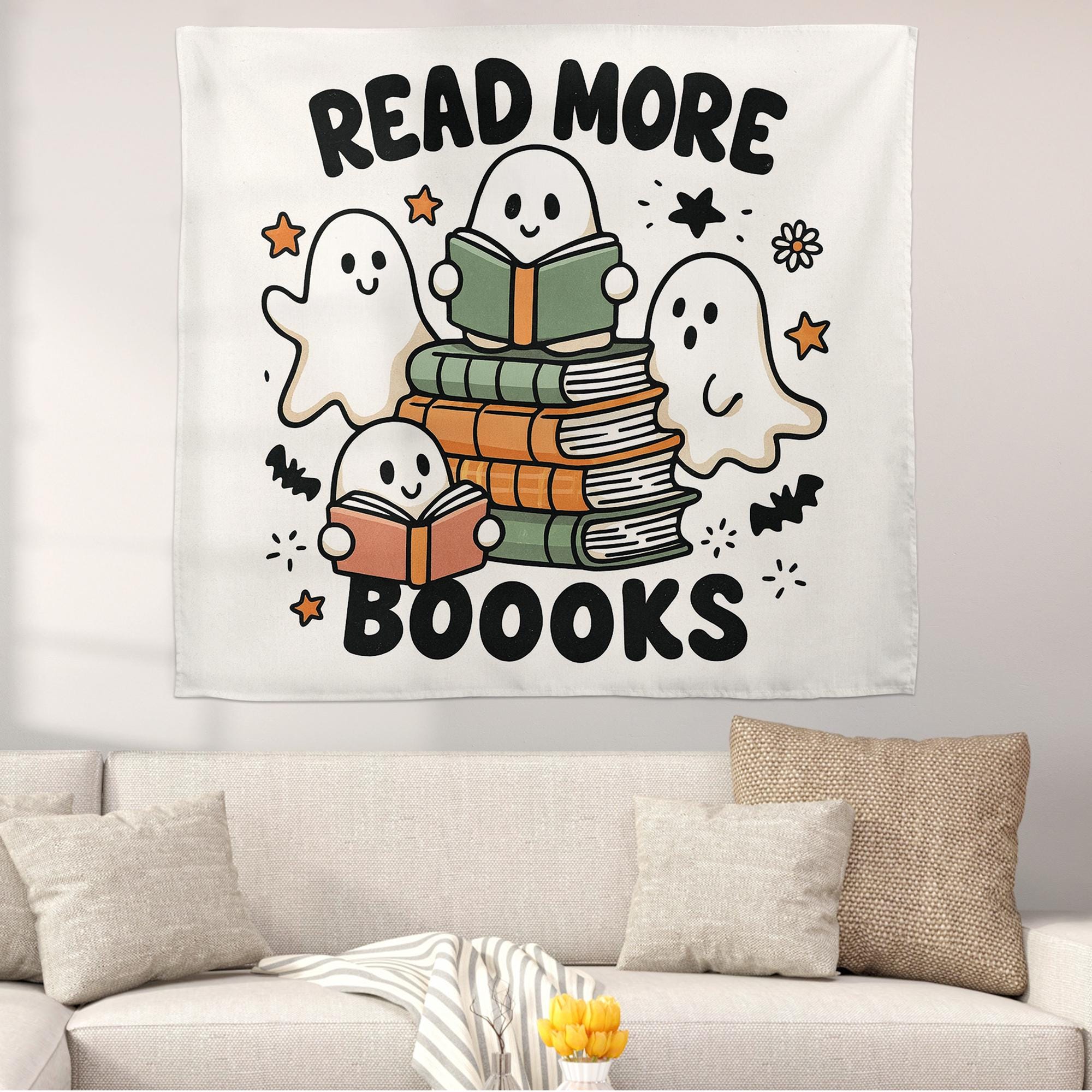 Read More Books Ghost Tapestry: Spooky Halloween Reading Decor