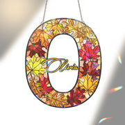 Custom Name & Letter Acrylic Suncatcher, Cute Suncatcher Autumn Leaf Monogram, Personalized Window Hanging Gift, Custom Cute Gift