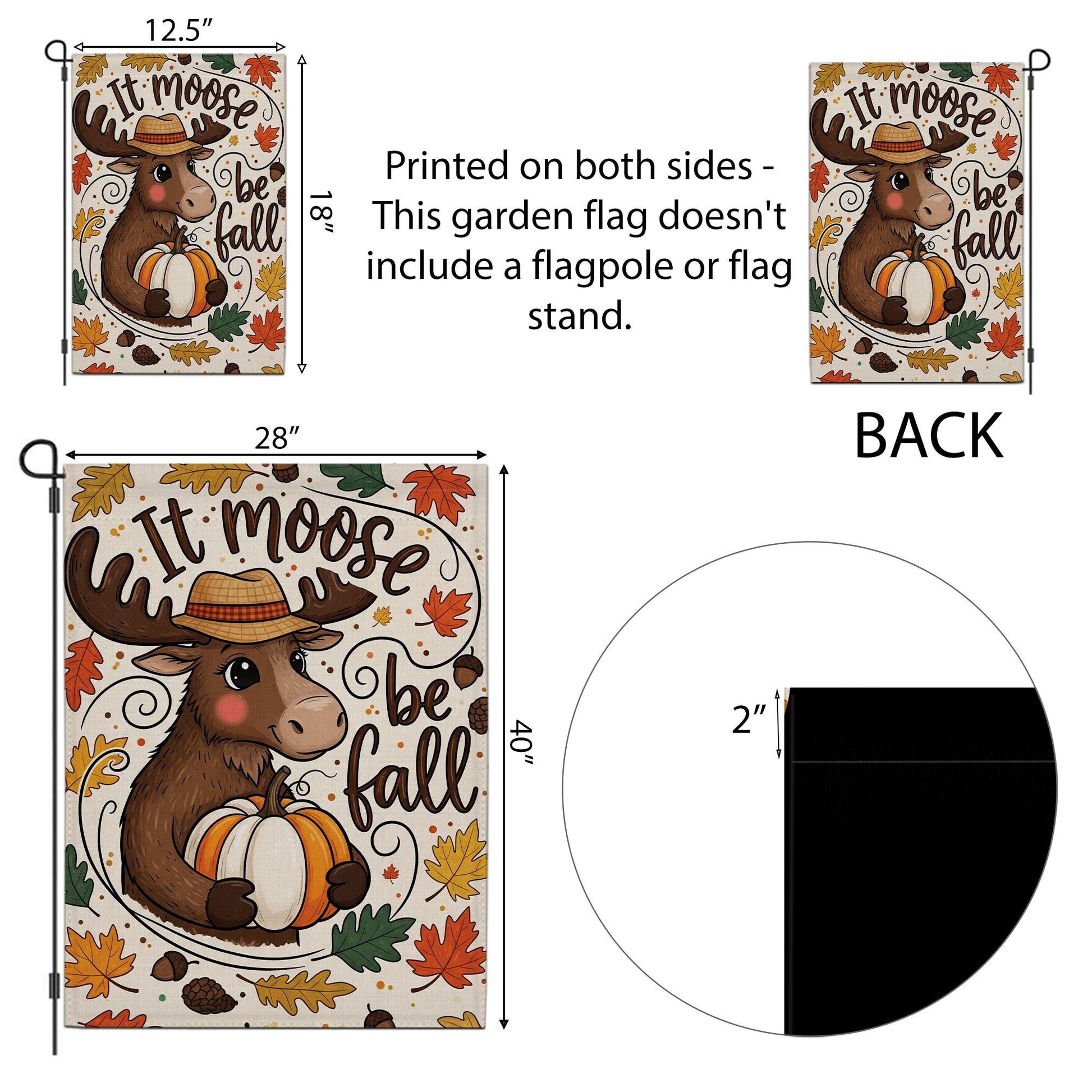 It Moose Be Fall Garden Flag, Cute Fall Yard Decor, Moose Pumpkin Decorative Flag, Autumn Outdoor Porch Decoration
