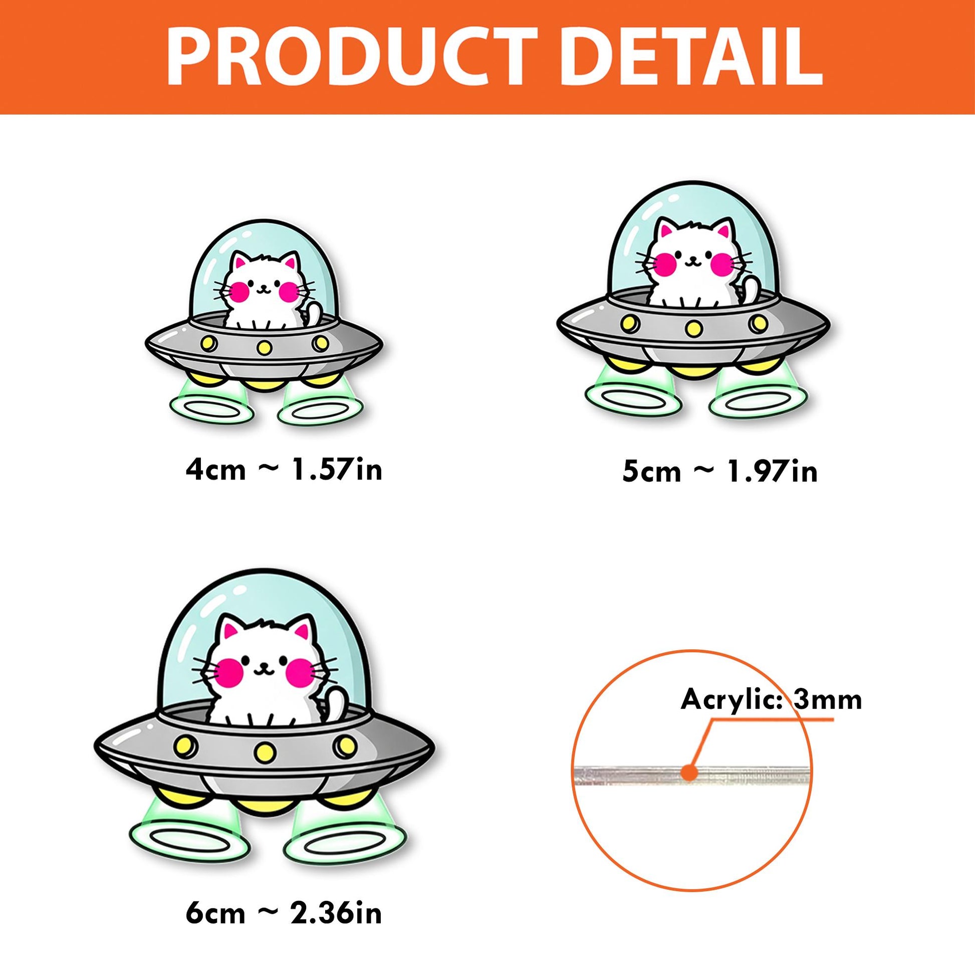 Cute Cat UFO Badge Reel, Space Kitty Retractable Reel, Cat Alien ID Holder, UFO Badge Reel Gift for Nurses & Teachers