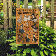 Spooky Goose Halloween Garden Flag, Funny Fall Yard Decor, Witch Pumpkin Ghost Goose Outdoor Sign, Cute Autumn Porch Banner