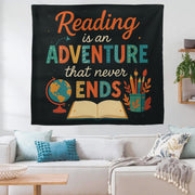Reading Adventure Tapestry, Motivational Classroom Wall Hanging, Book Lover Quote Teacher Decor, Library School Room Wall Art