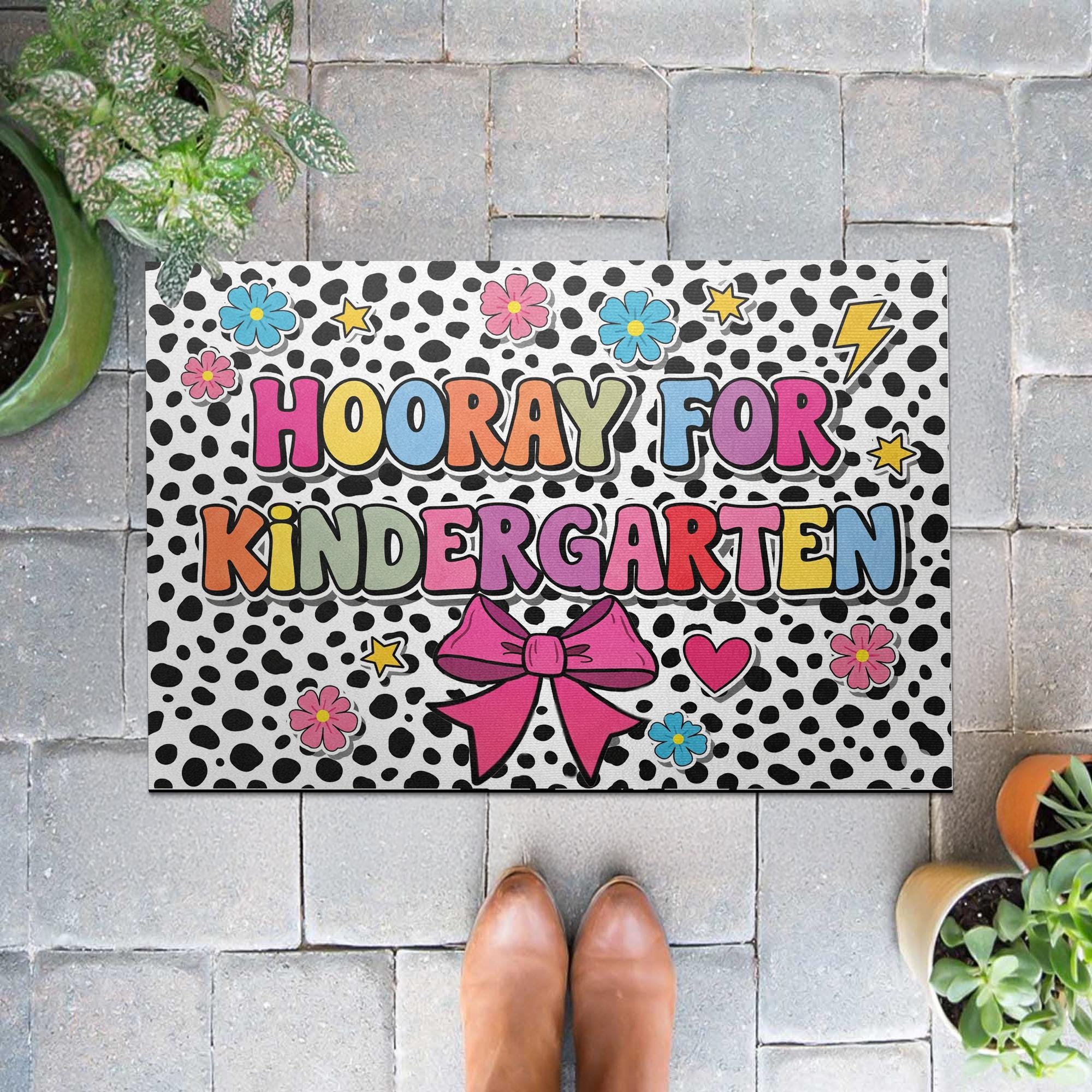 Hooray for Kindergarten Doormat, Classroom Welcome Mat, Back to School Entry Rug, Teacher Gift, Cute Kindergarten Door Decor