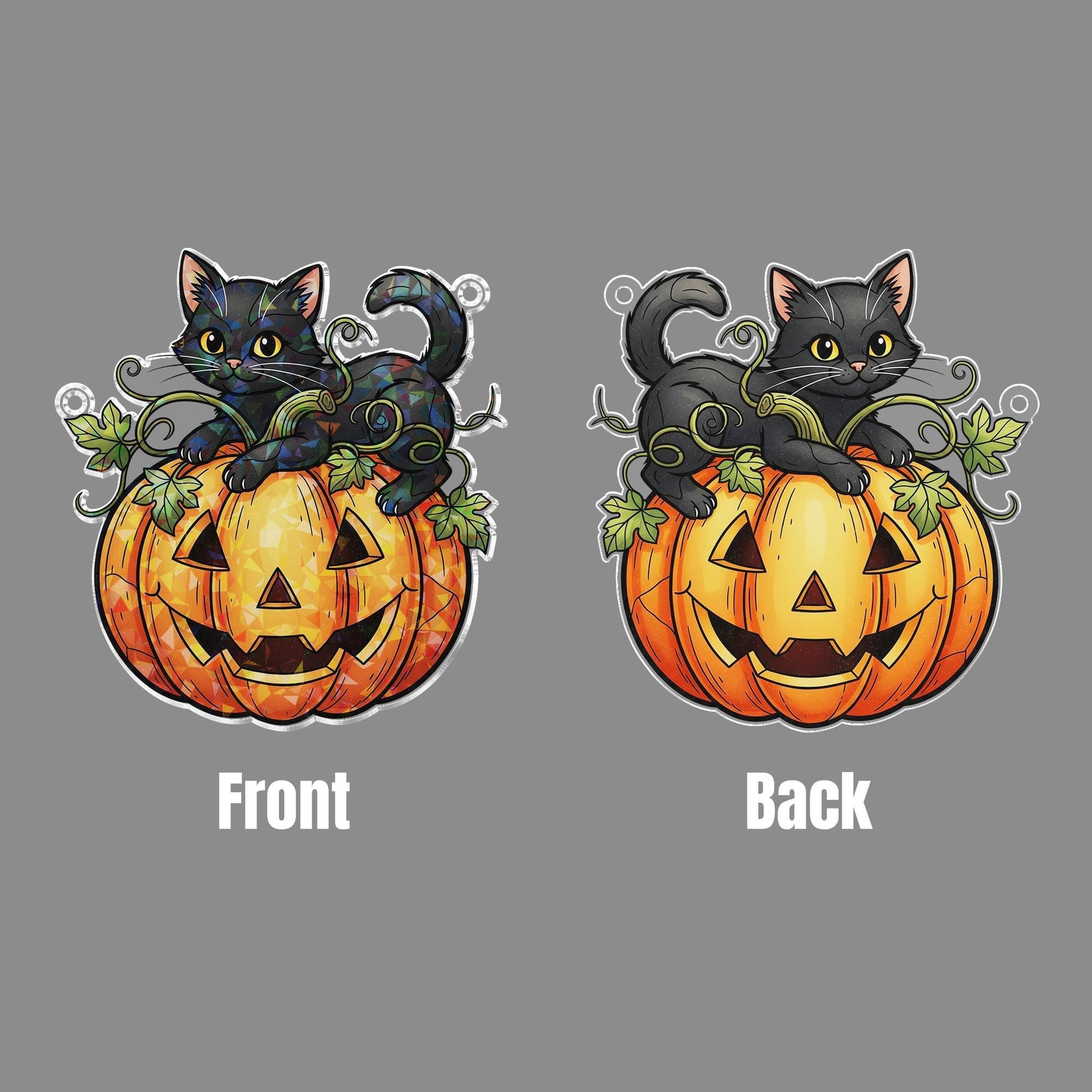 Black Cat on Pumpkin Hologram Badge Reel, Halloween ID Holder, Iridescent Kawaii Fall Badge Accessories for Nurses