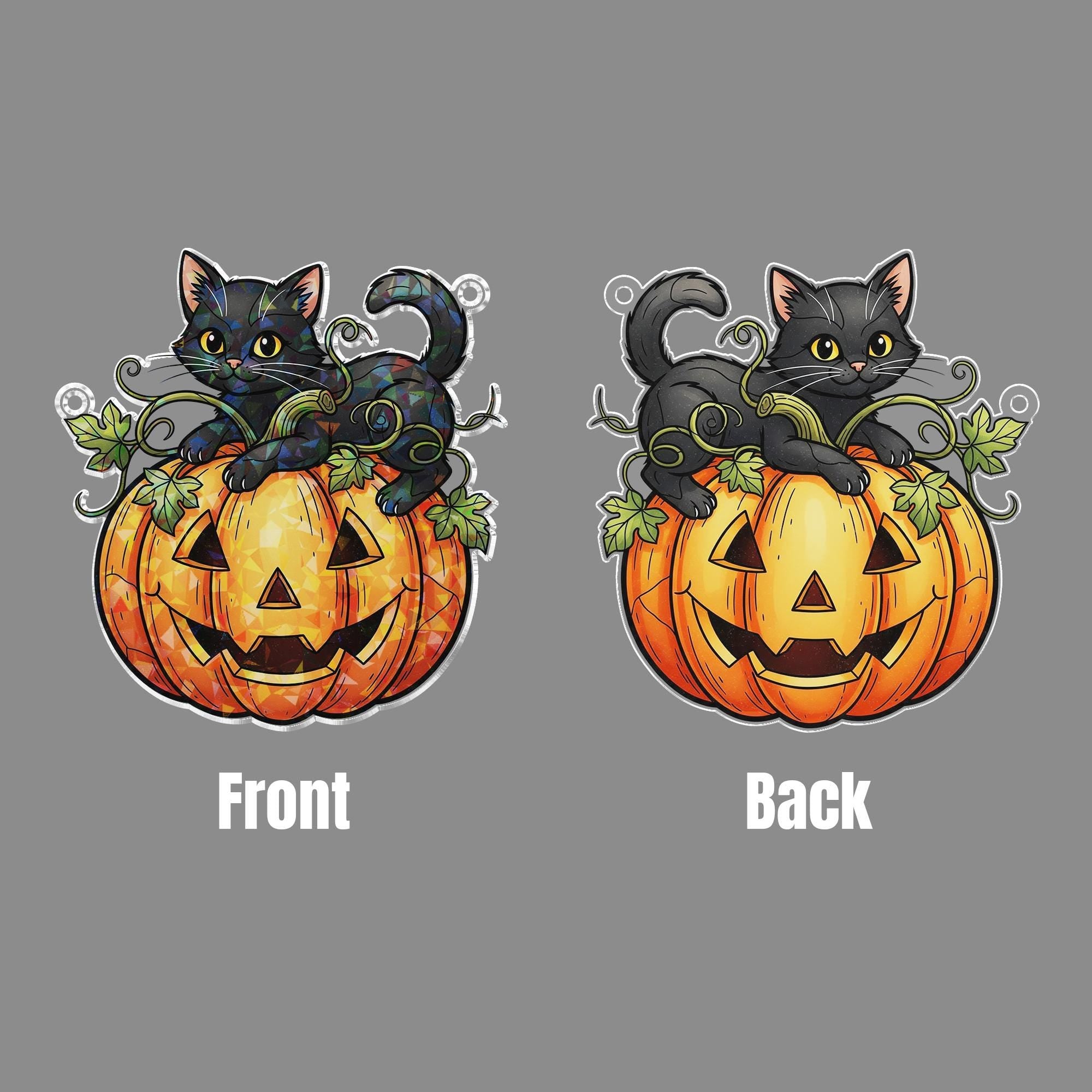 Black Cat on Pumpkin Hologram Badge Reel, Halloween ID Holder, Iridescent Kawaii Fall Badge Accessories for Nurses