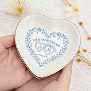 Anniversary Ceramic Ring Dish Set – Personalized Jewelry Holder, Wedding Keepsake, Engagement Gift for Couples