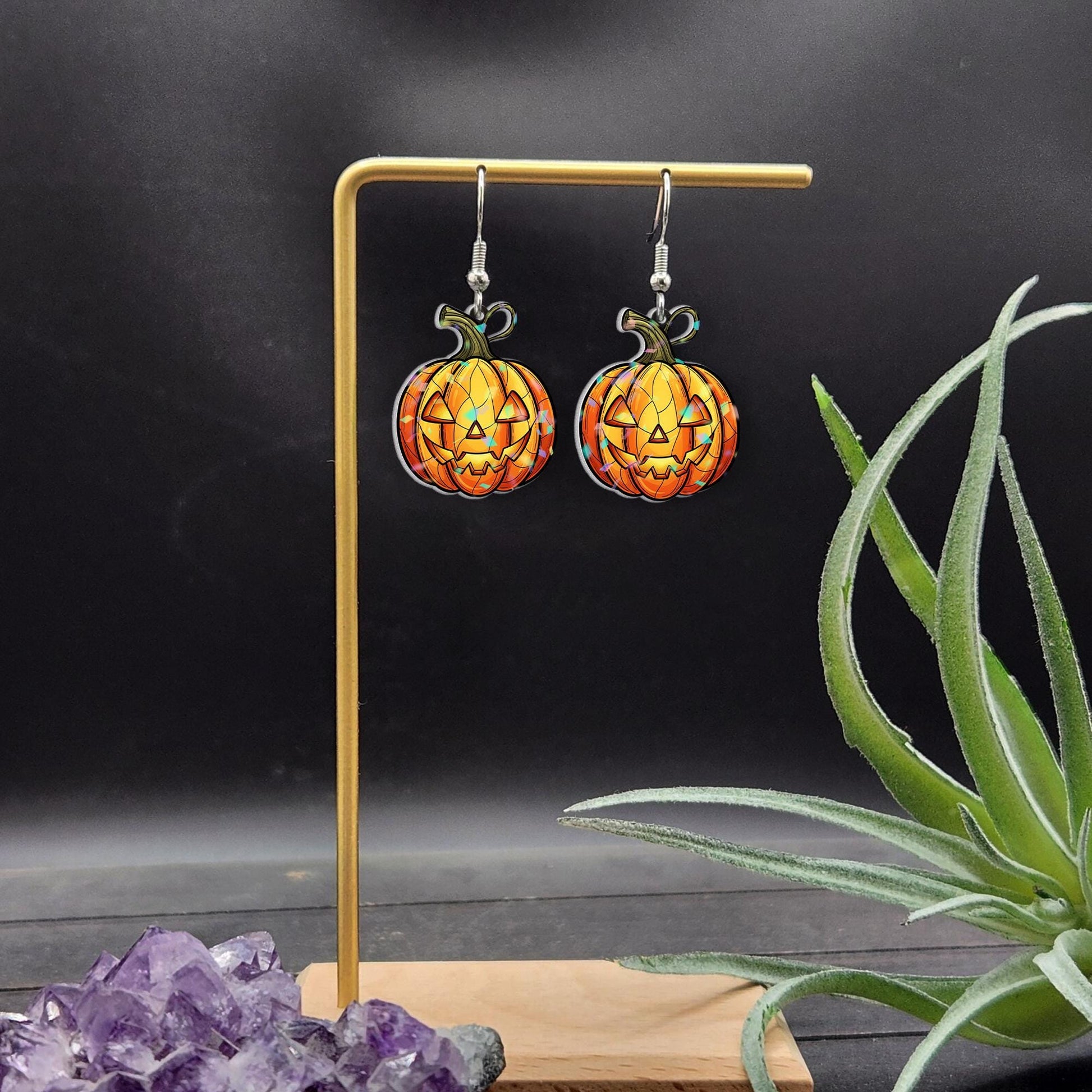 Halloween Pumpkin Earrings, Jack‑o’‑lantern Dangle Jewelry, Fall Seasonal Gift, Cute Spooky Halloween Accessory