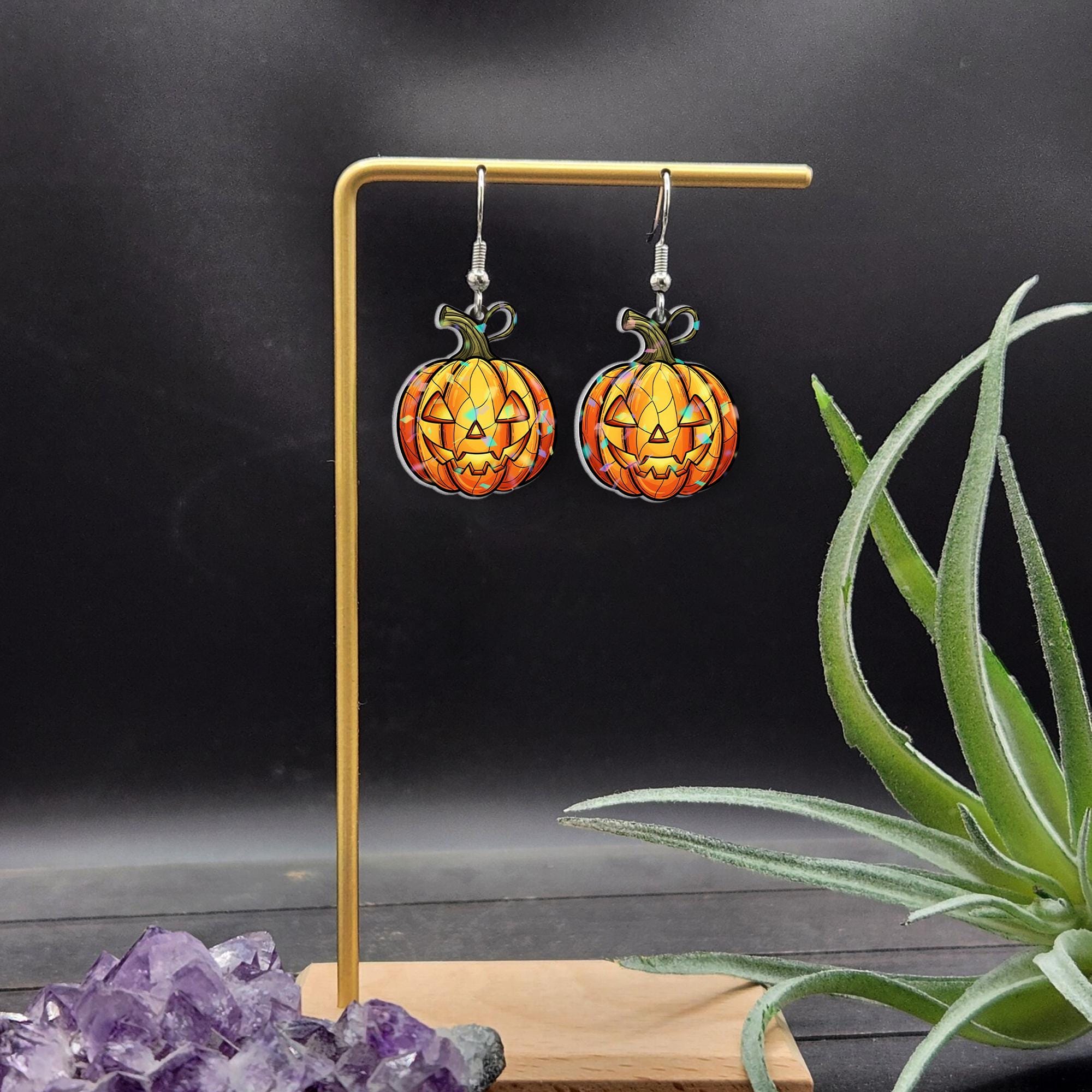Halloween Pumpkin Earrings, Jack‑o’‑lantern Dangle Jewelry, Fall Seasonal Gift, Cute Spooky Halloween Accessory