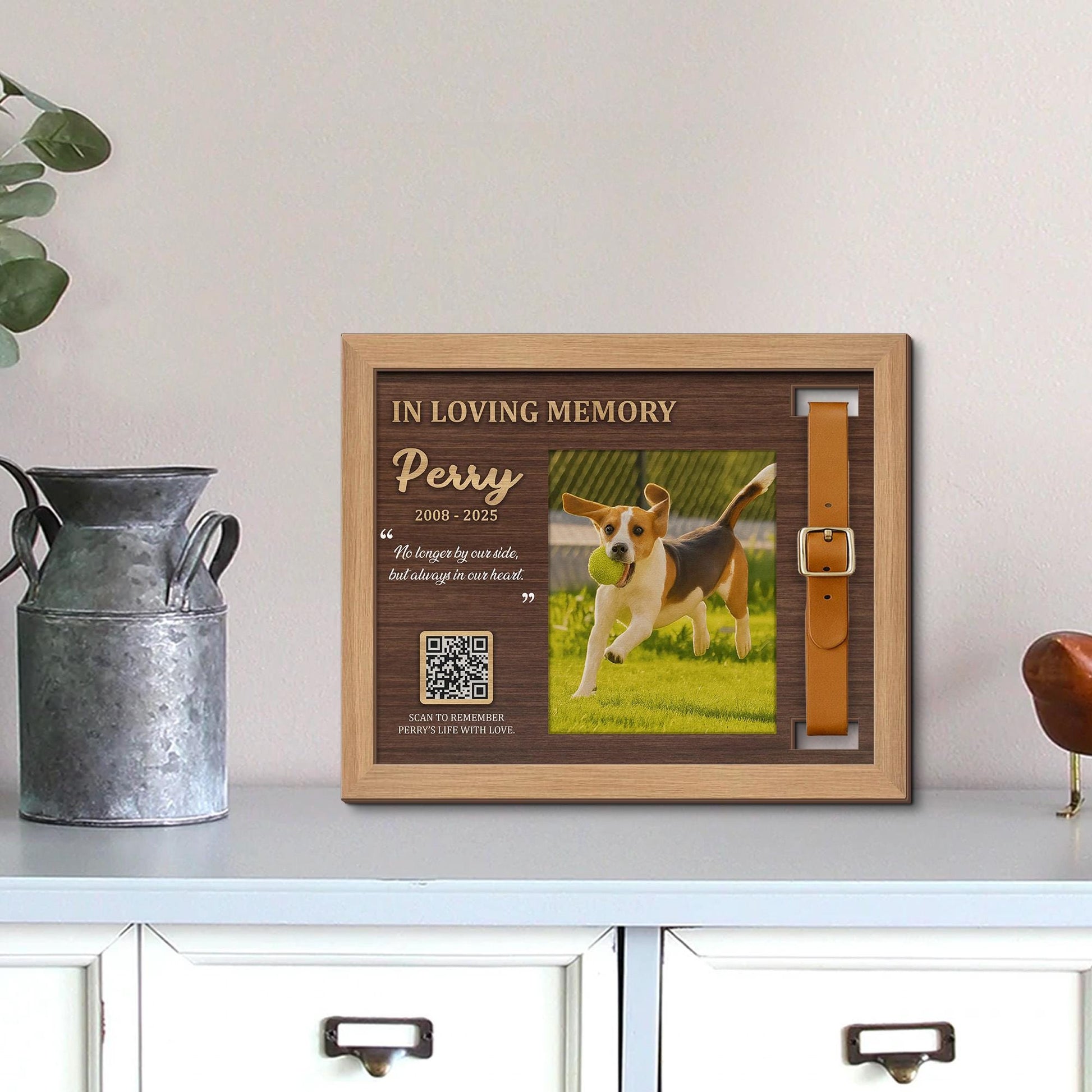 Memorial Pet Collar Frame with QR Code – Custom Pet Loss Keepsake, Personalized Photo & Message, Pet Remembrance Gift