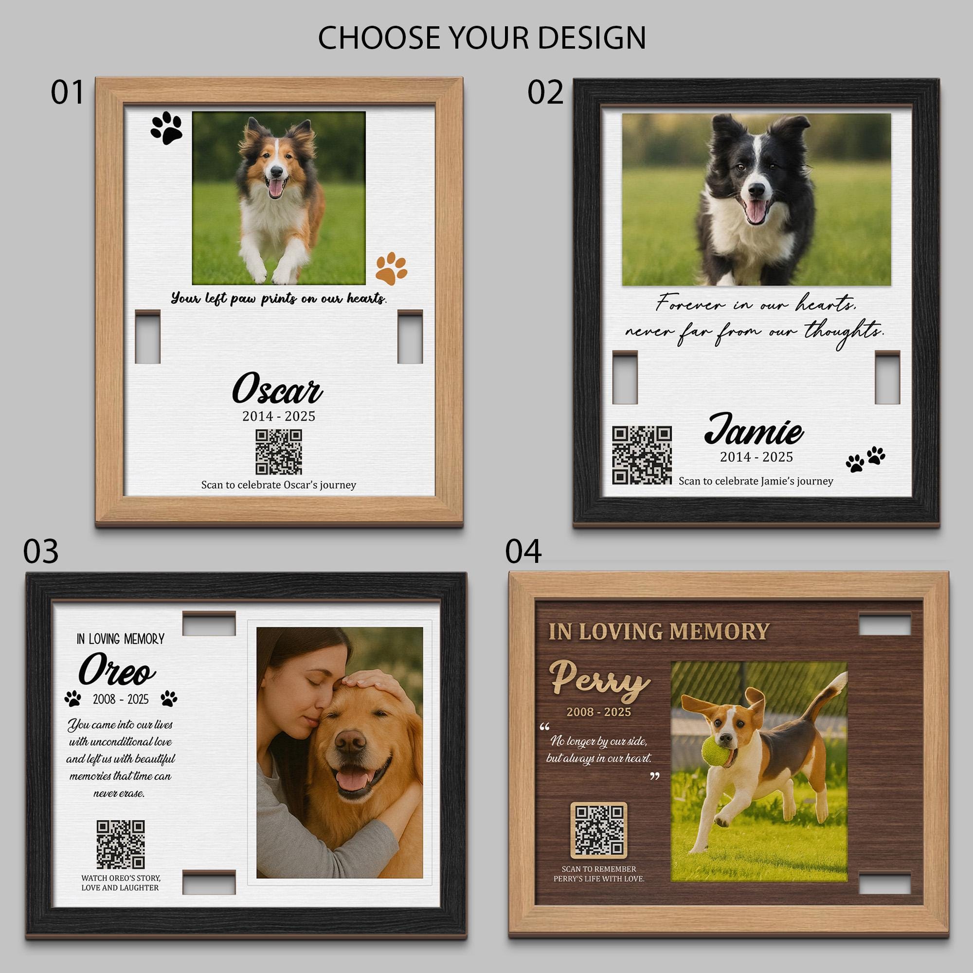 Memorial Pet Collar Frame with QR Code – Custom Pet Loss Keepsake, Personalized Photo & Message, Pet Remembrance Gift