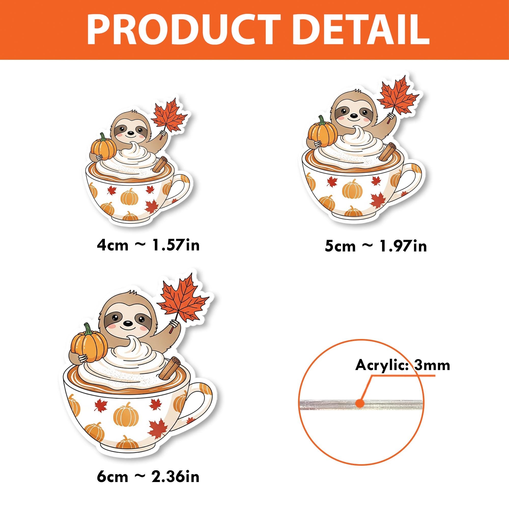 Sloth Pumpkin Spice Badge Reel – Cute Autumn Coffee Cup ID Holder, Fall Sloth Retractable Name Tag for Nurse or Teacher