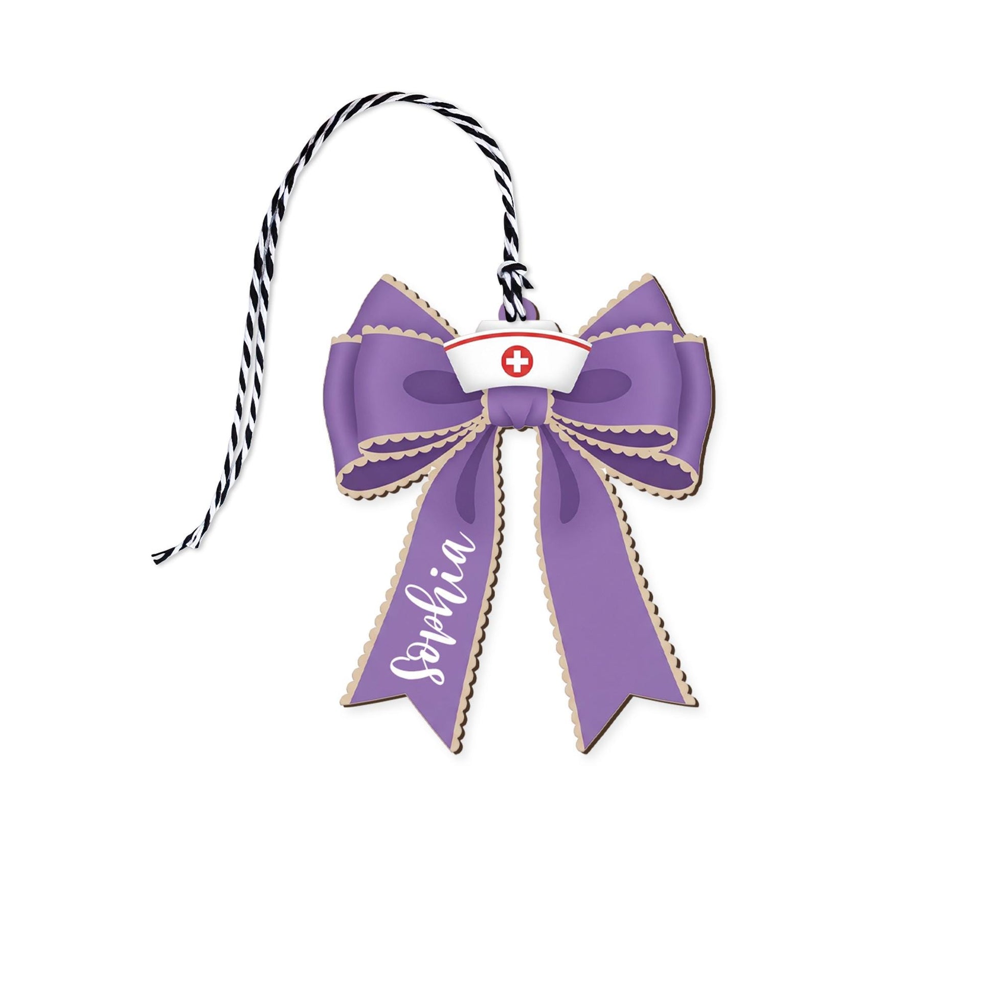 Personalized Nurse Basket Tag, Custom Bow Gift Tag, Nurse Graduation Decor, Medical Appreciation Ornament, Nurse Bag Tag, Cute Nurse Gift