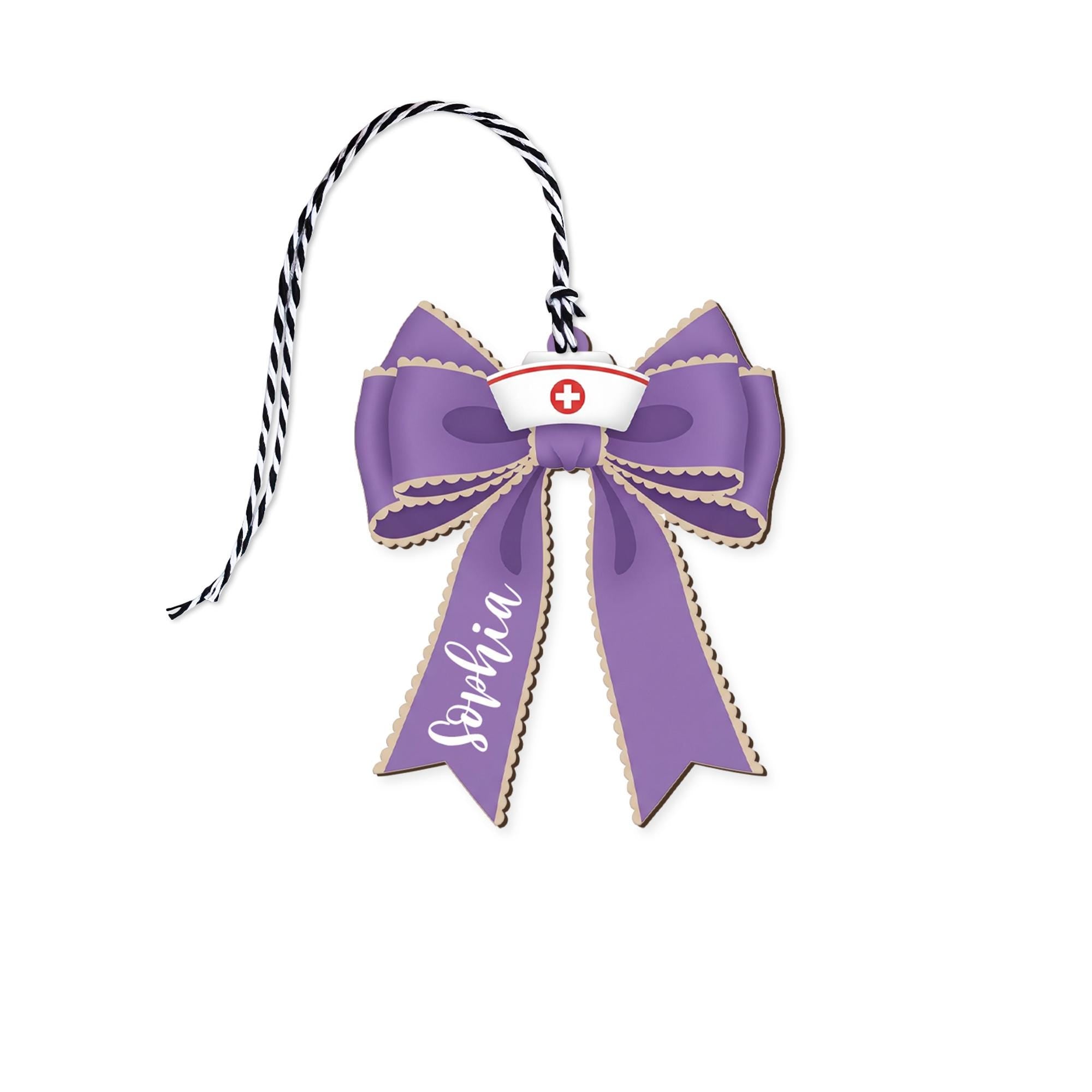 Personalized Nurse Basket Tag, Custom Bow Gift Tag, Nurse Graduation Decor, Medical Appreciation Ornament, Nurse Bag Tag, Cute Nurse Gift