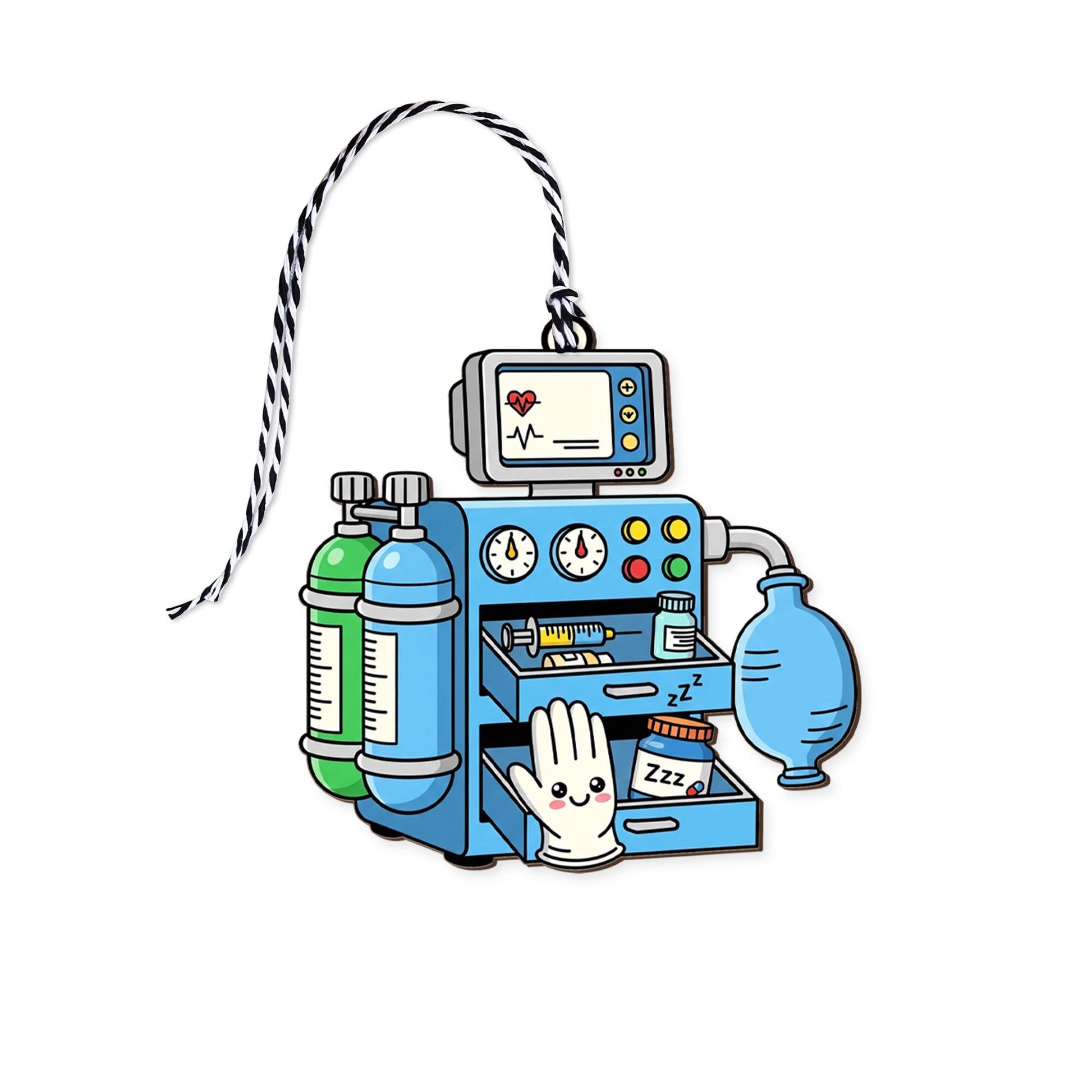 Anesthesia Machine Basket Tag, Cute Medical Ornament, Nurse Doctor Gift Tag, Anesthesiologist Decor, Healthcare Appreciation Charm