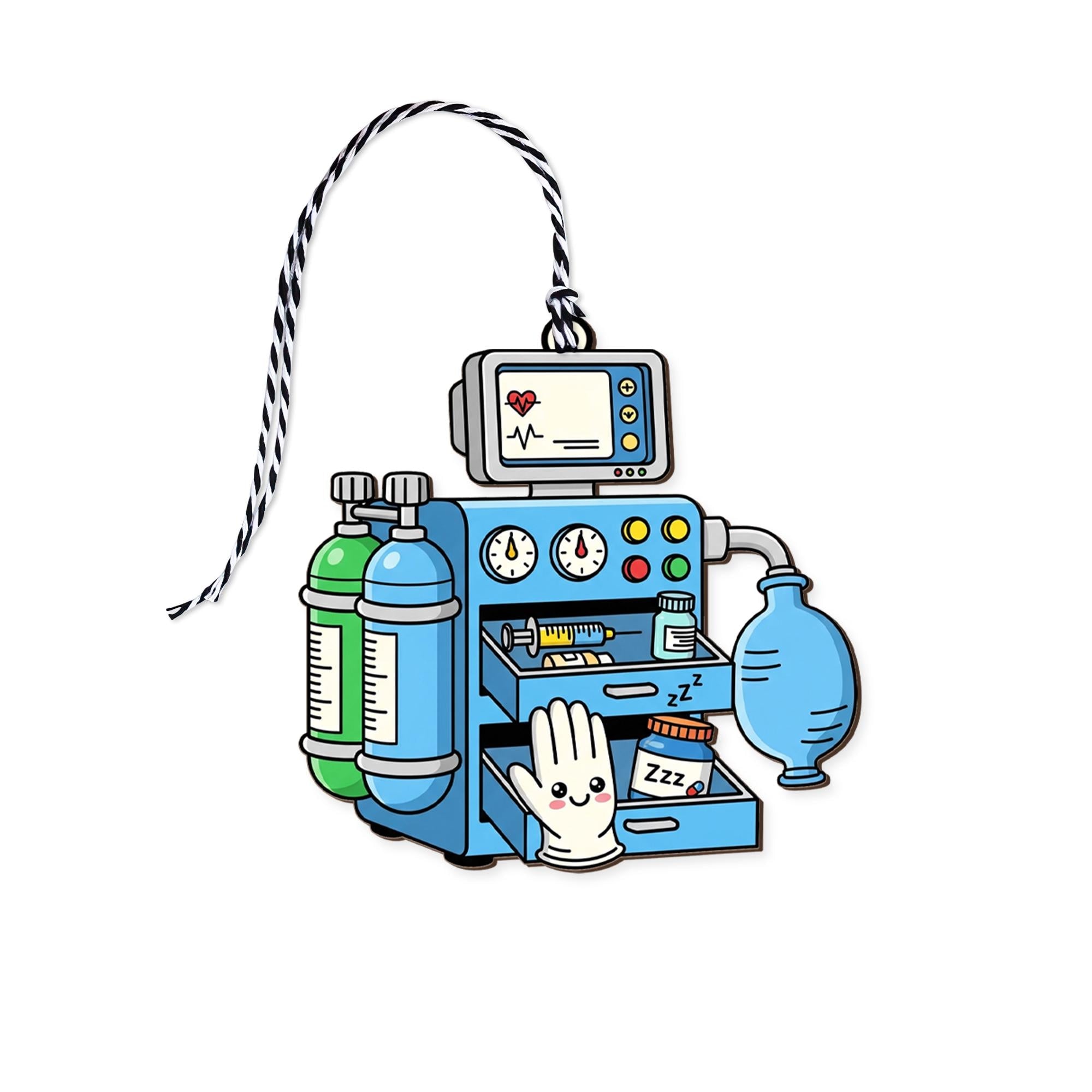 Anesthesia Machine Basket Tag, Cute Medical Ornament, Nurse Doctor Gift Tag, Anesthesiologist Decor, Healthcare Appreciation Charm