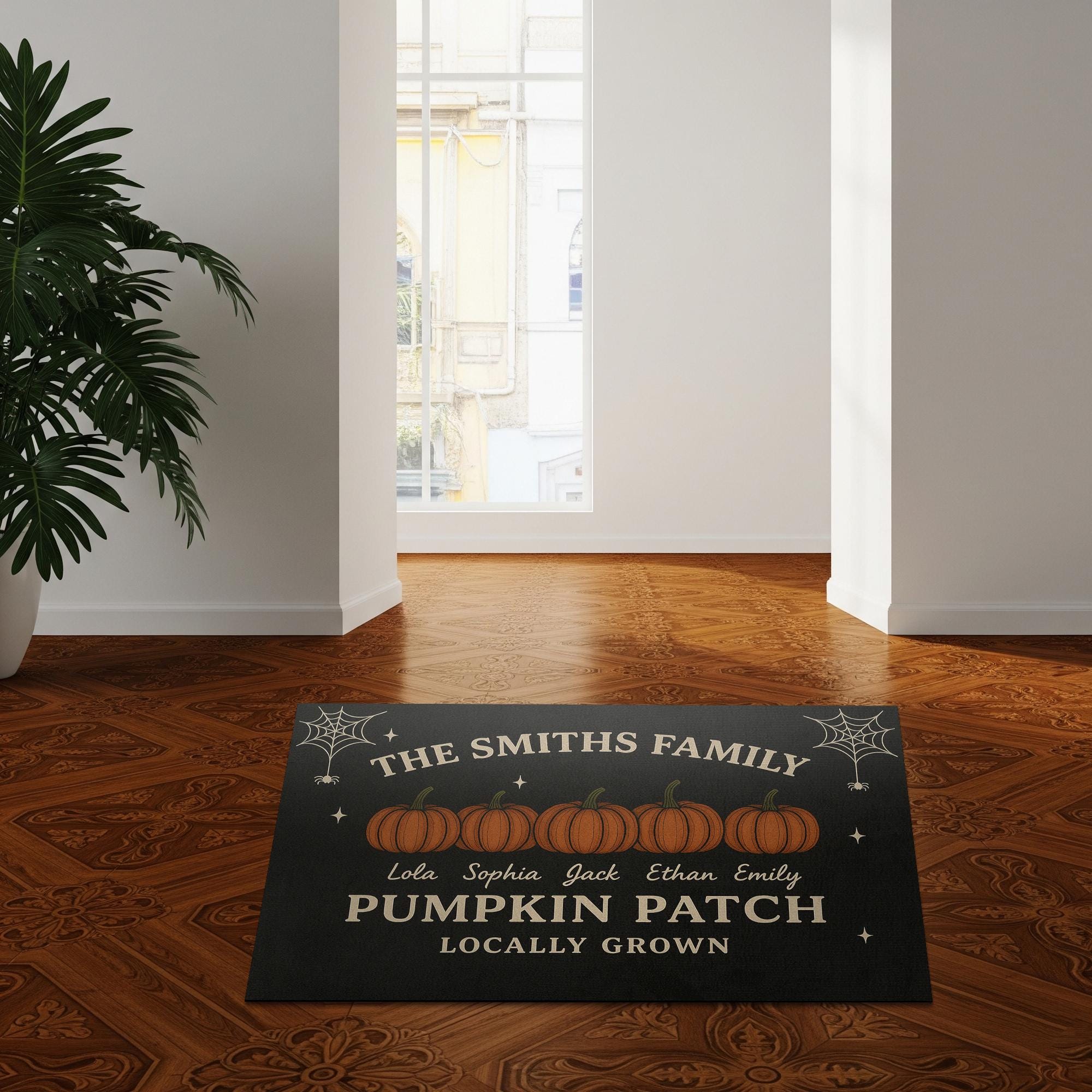 Personalized Family Pumpkin Patch’ Doormat , Custom Fall Welcome Mat with Your Names, Door Decor, Pumpkin Doormat